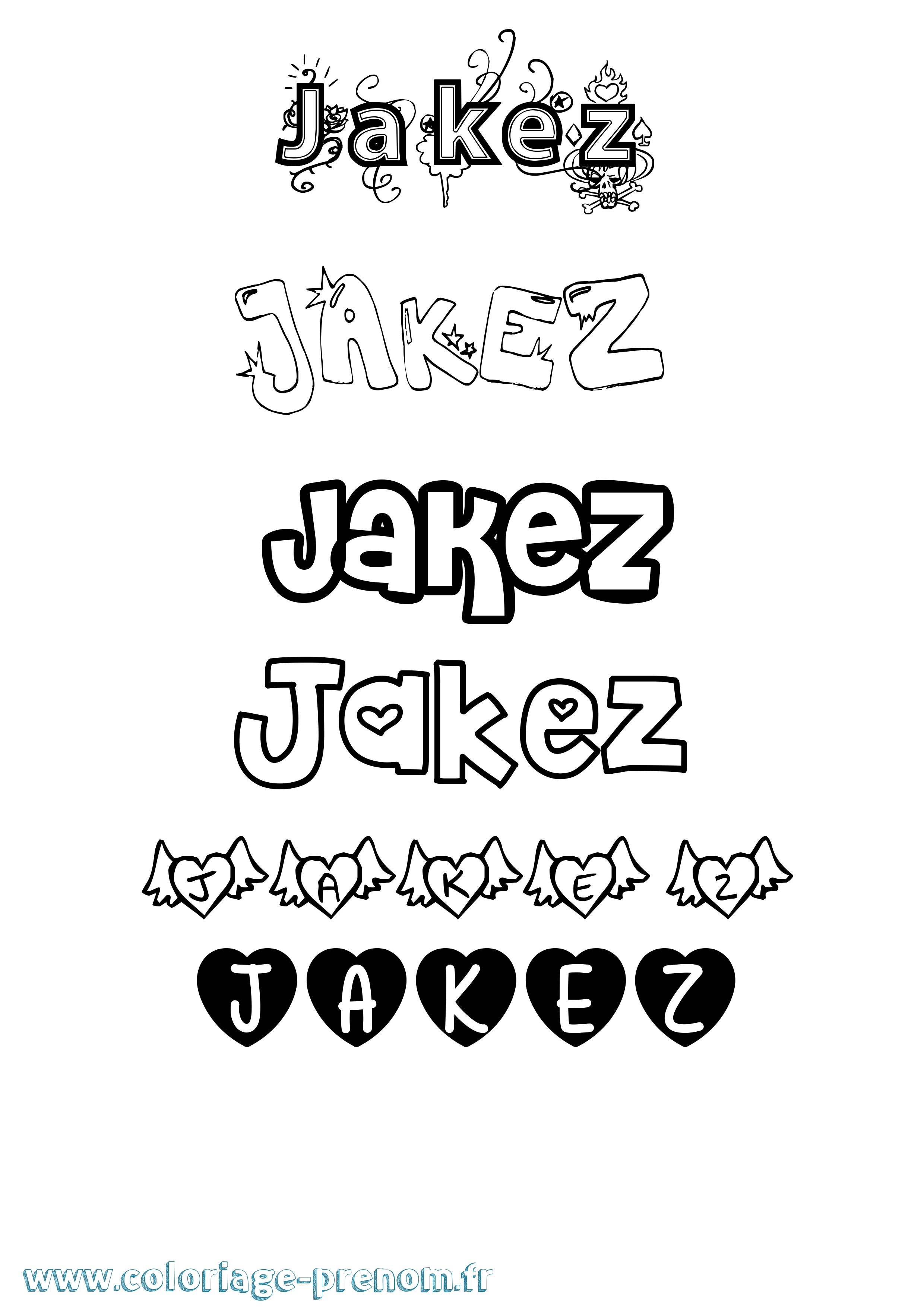 Coloriage Jakez Girly Coloriage prénom Jakez Girly