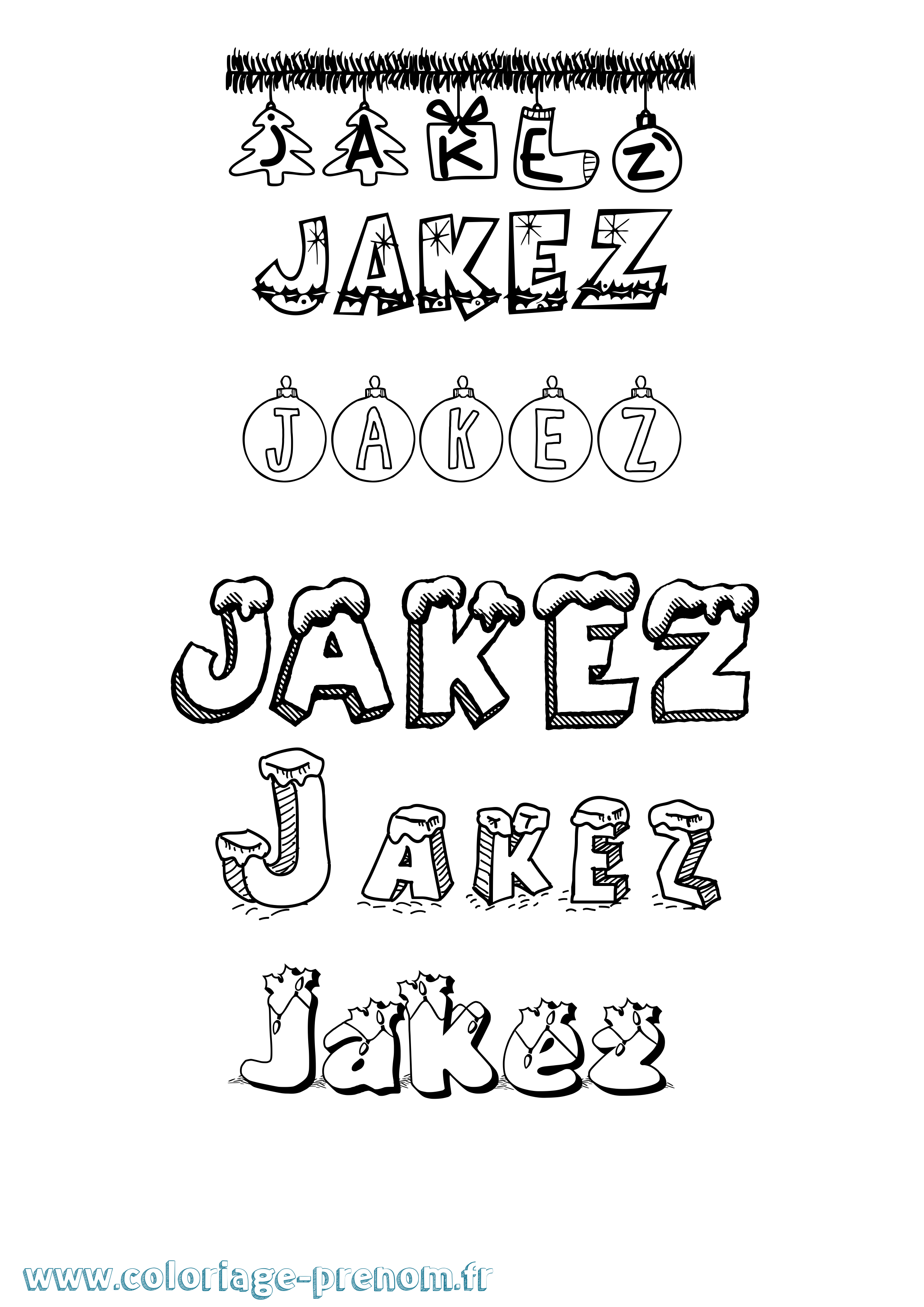 Coloriage Jakez Noël Coloriage prénom Jakez Noël