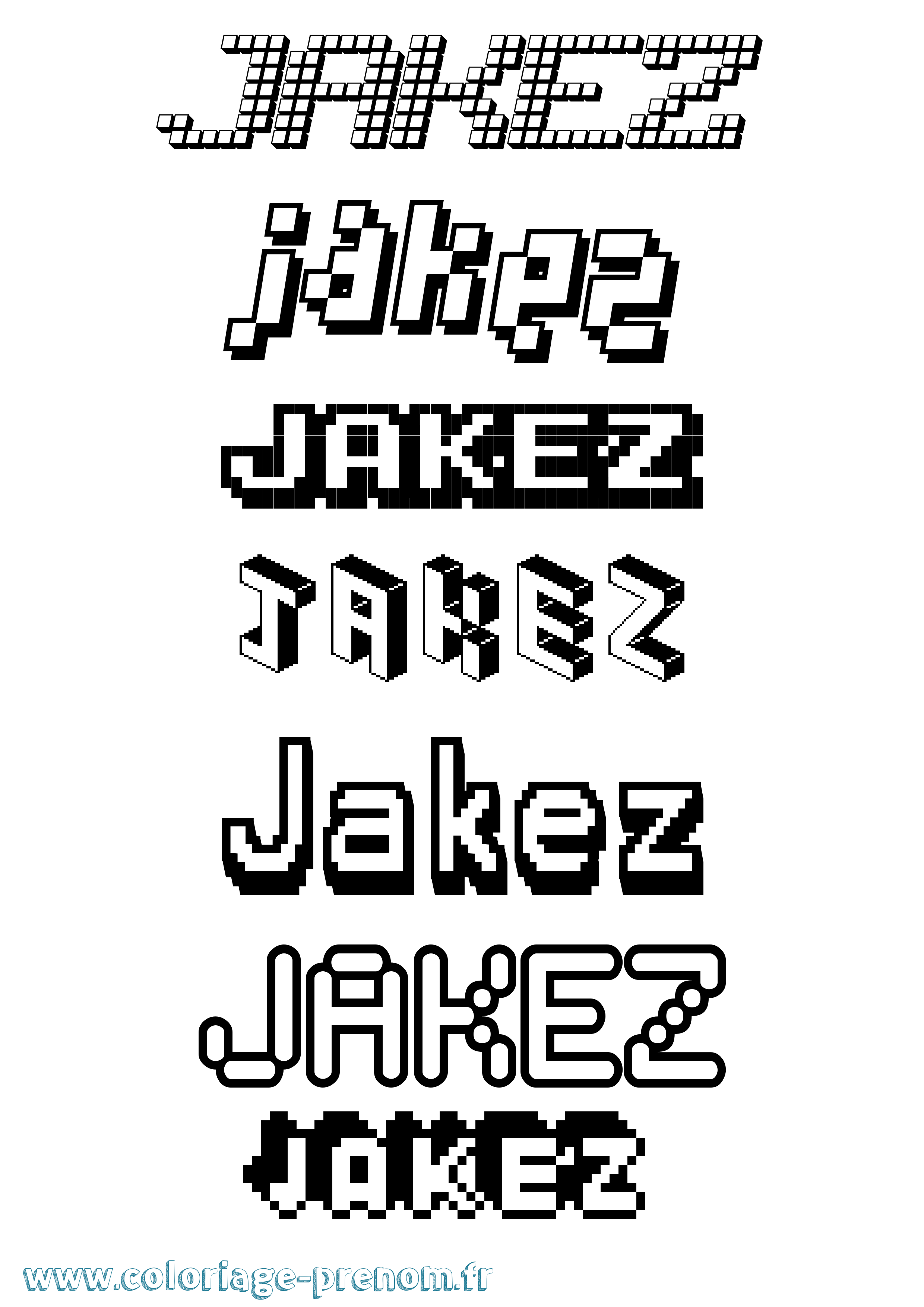 Coloriage Jakez Pixel Coloriage prénom Jakez Pixel