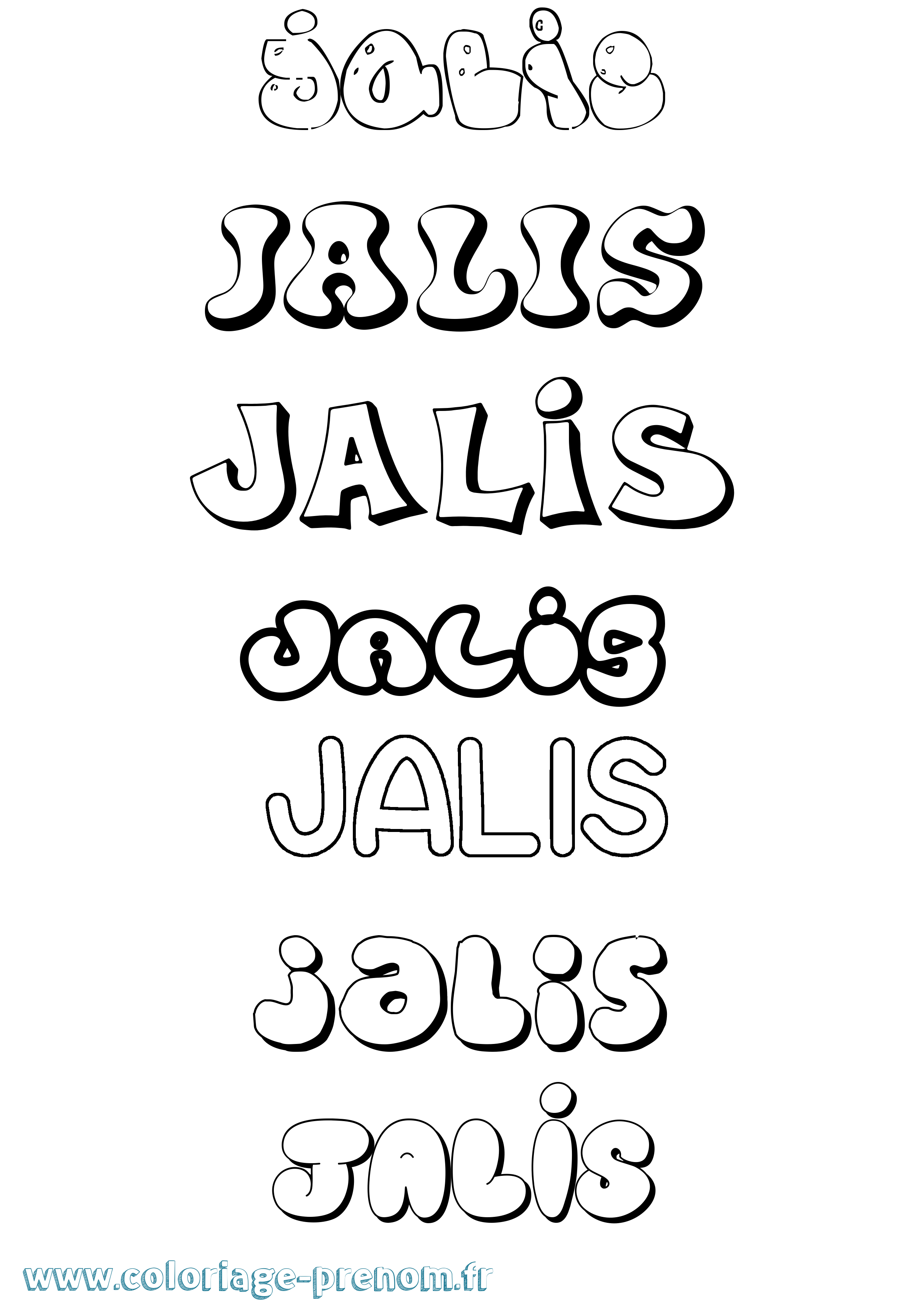 Coloriage Jalis Bubble Coloriage prénom Jalis Bubble