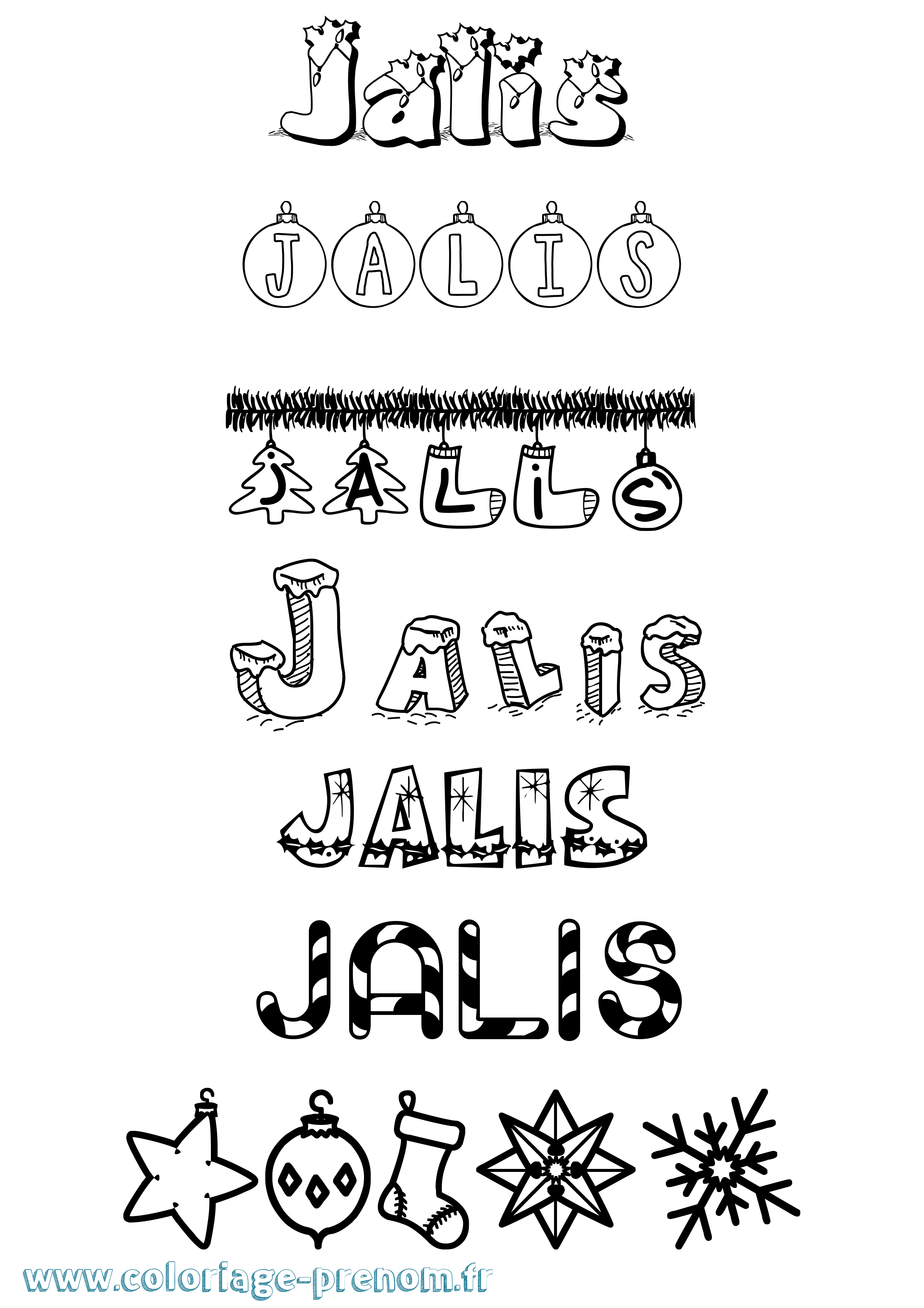 Coloriage Jalis Noël Coloriage prénom Jalis Noël