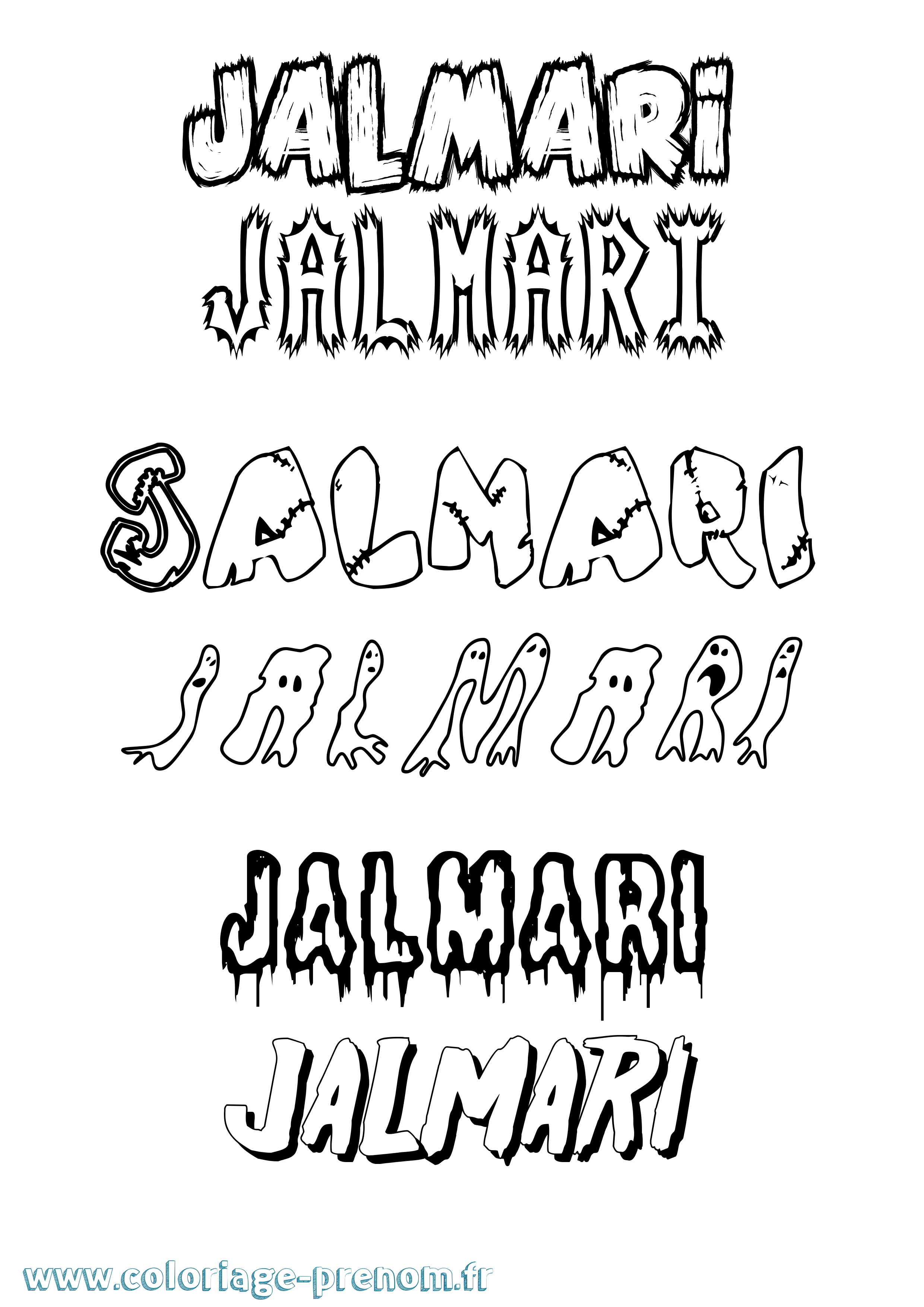 Coloriage Jalmari Frisson Coloriage prénom Jalmari Frisson