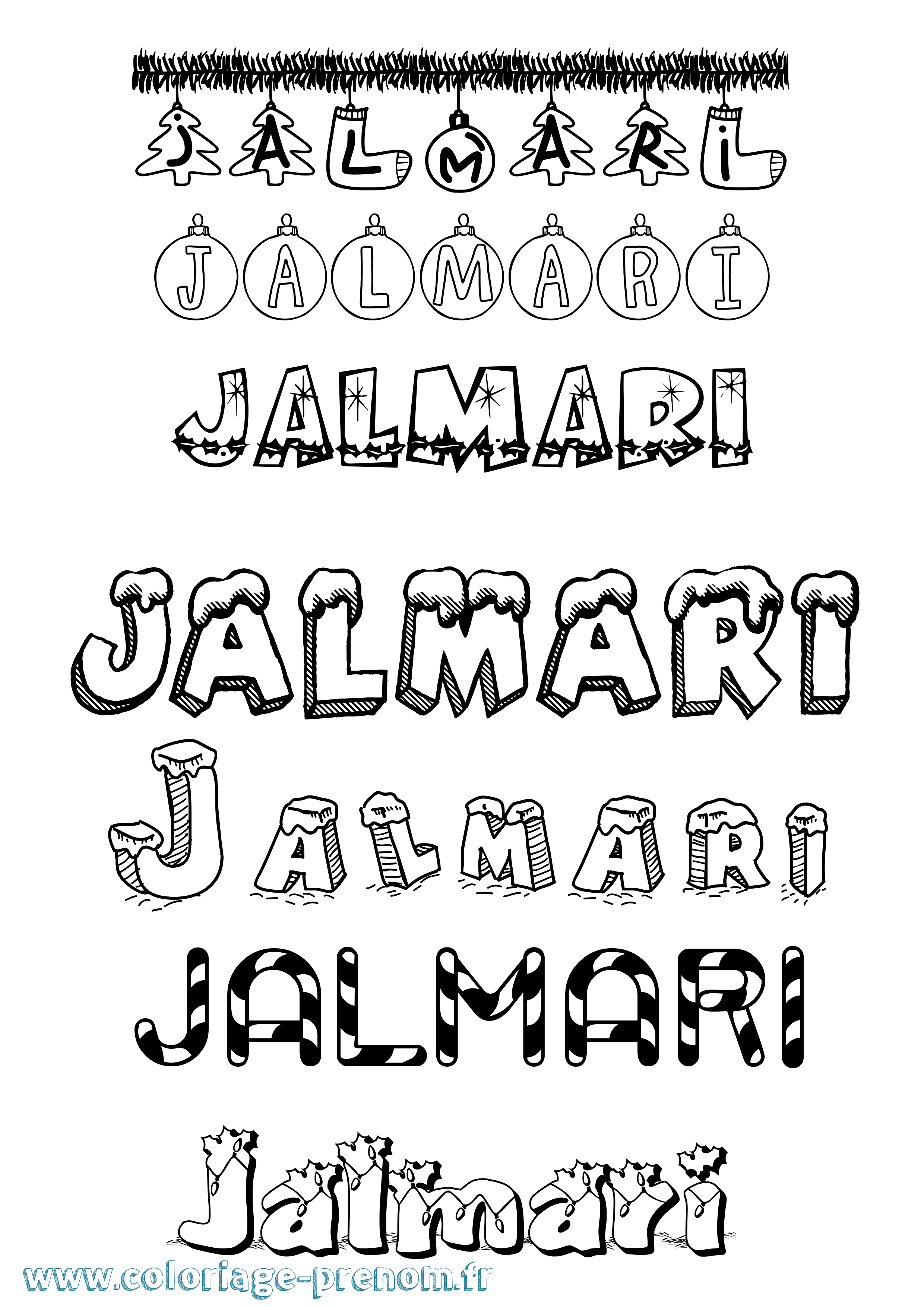 Coloriage Jalmari Noël Coloriage prénom Jalmari Noël