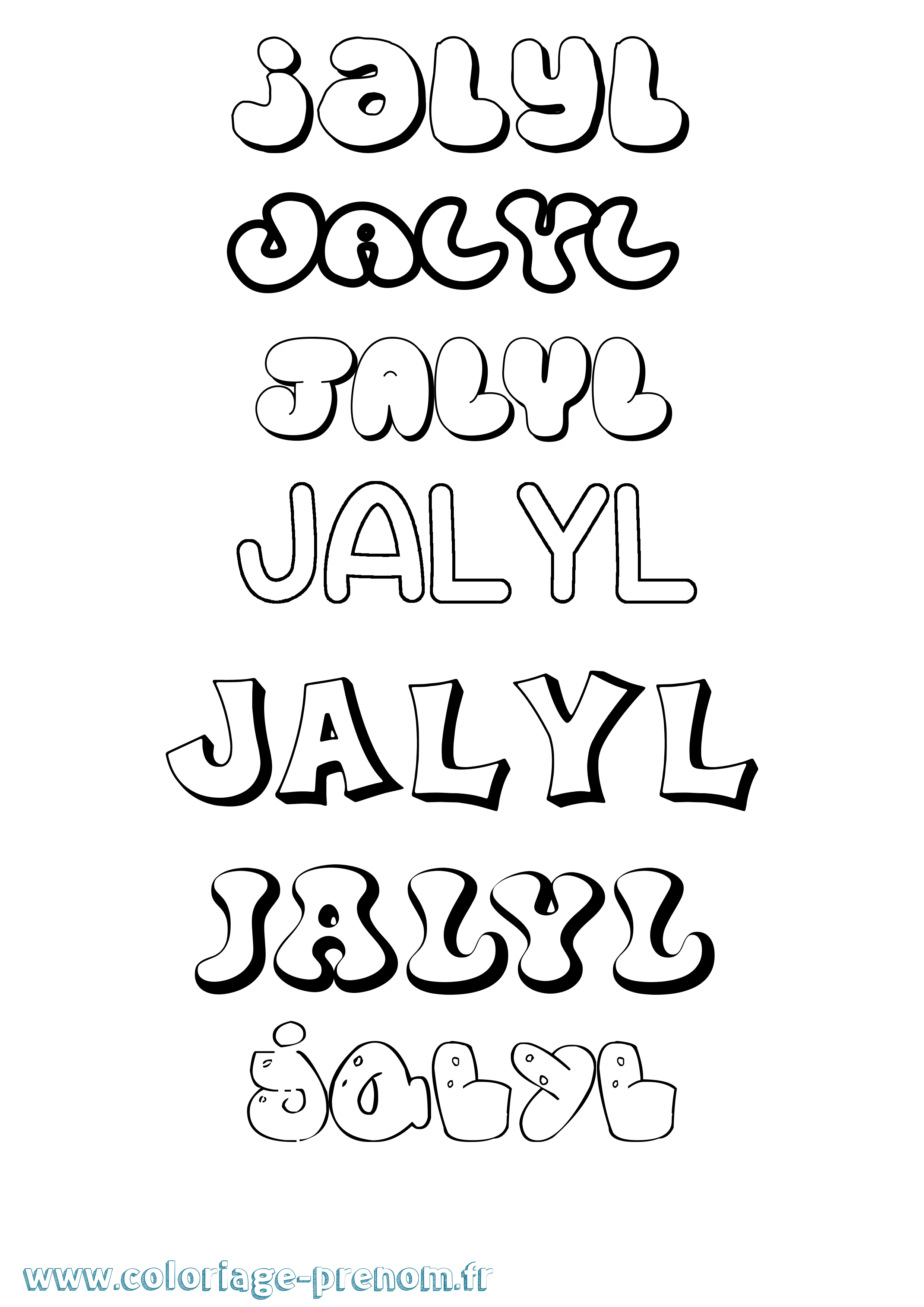 Coloriage Jalyl Bubble Coloriage prénom Jalyl Bubble
