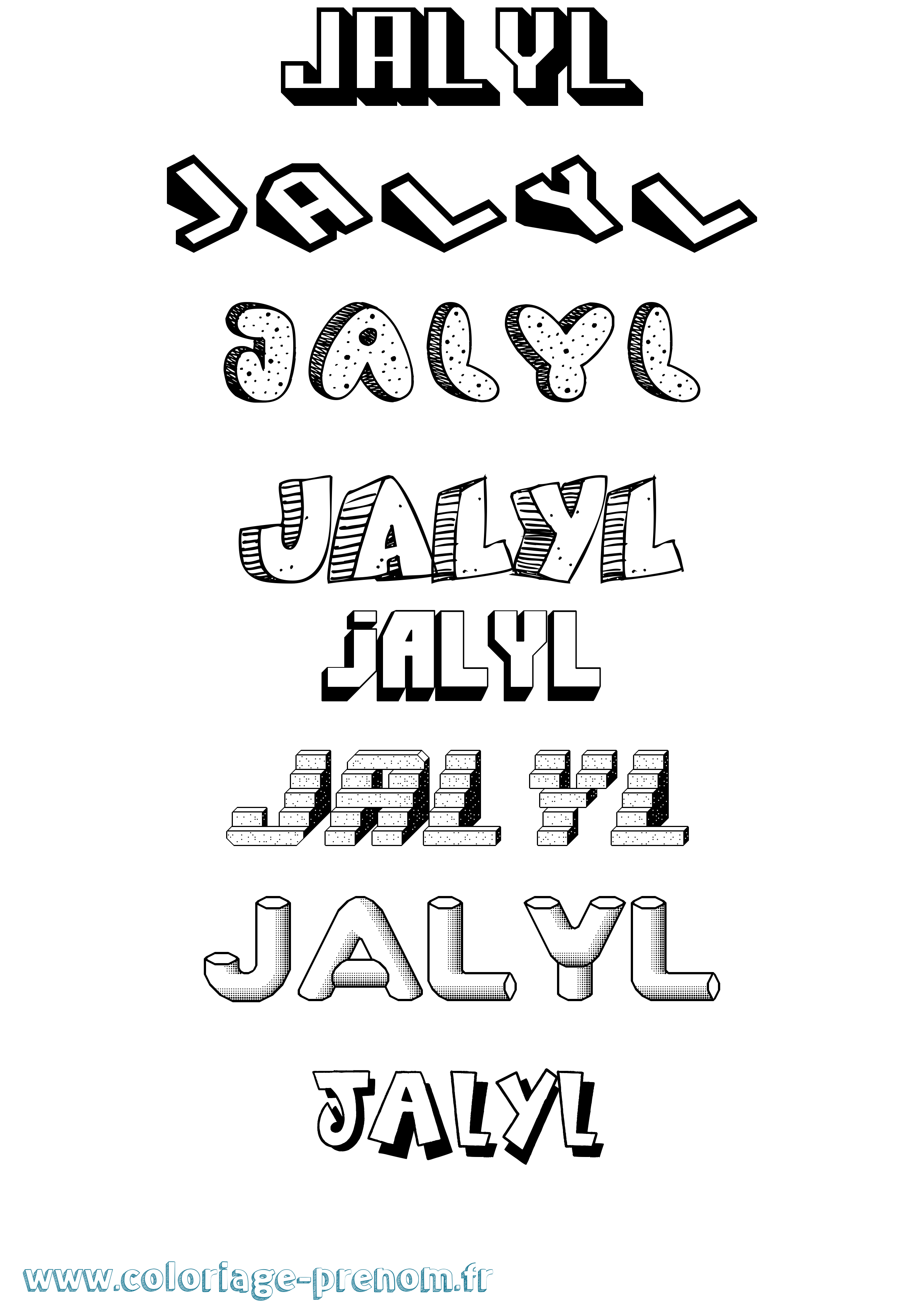 Coloriage Jalyl Effet 3D Coloriage prénom Jalyl Effet 3D