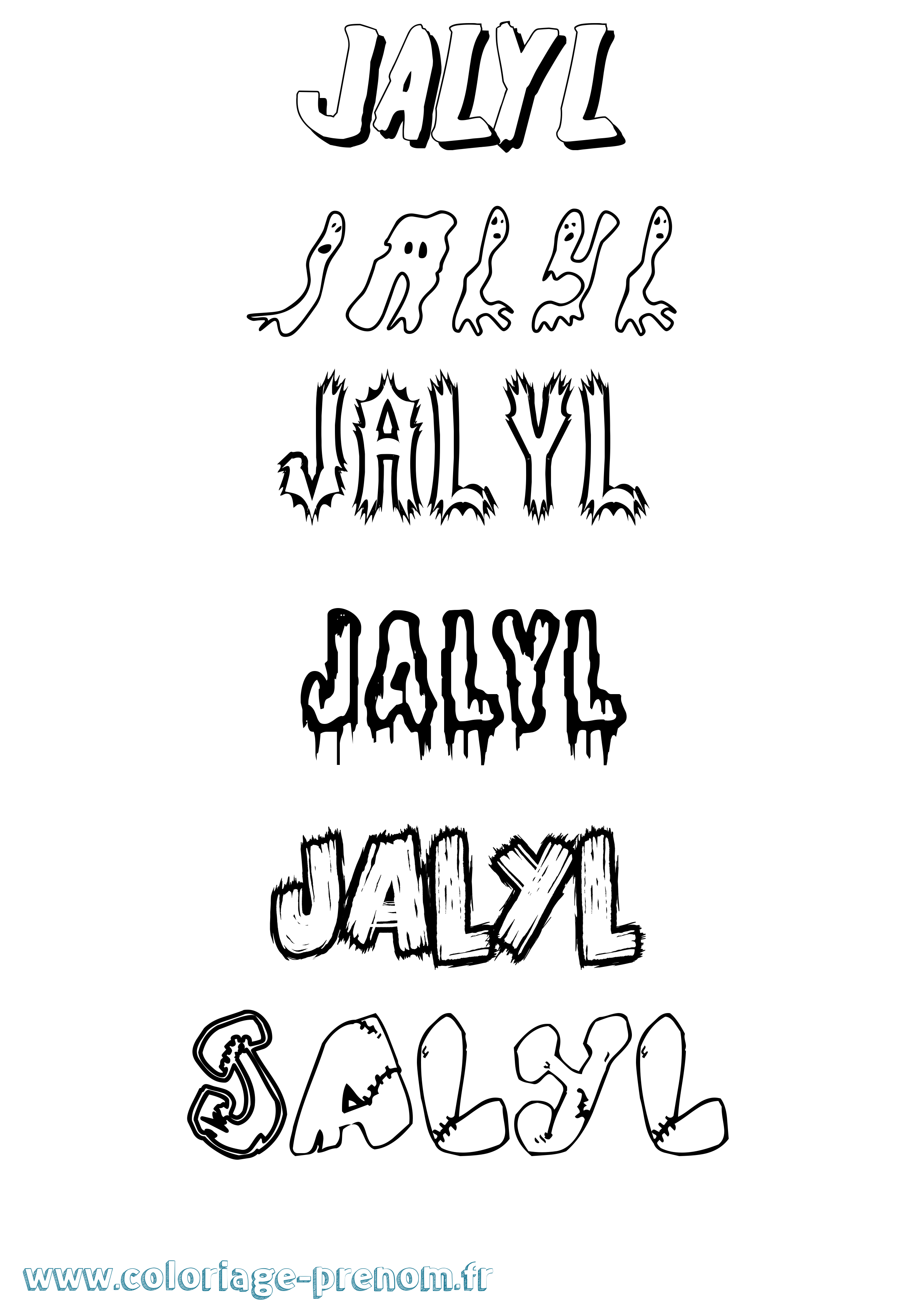 Coloriage Jalyl Frisson Coloriage prénom Jalyl Frisson