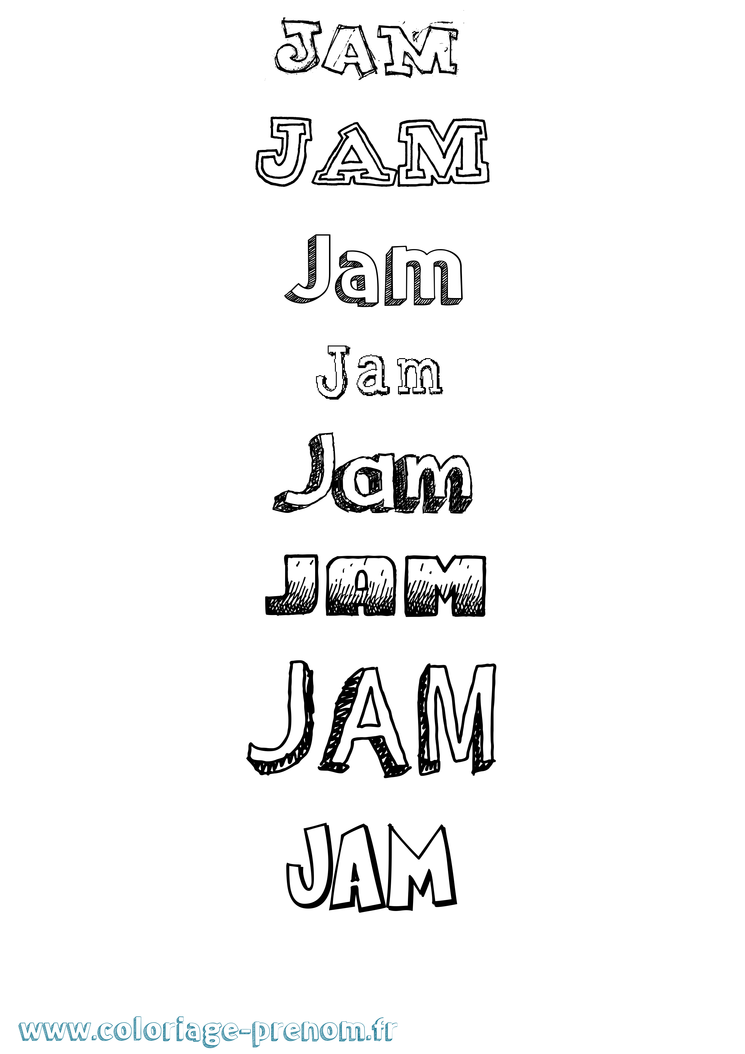 Coloriage Jam Dessiné Coloriage prénom Jam Dessiné