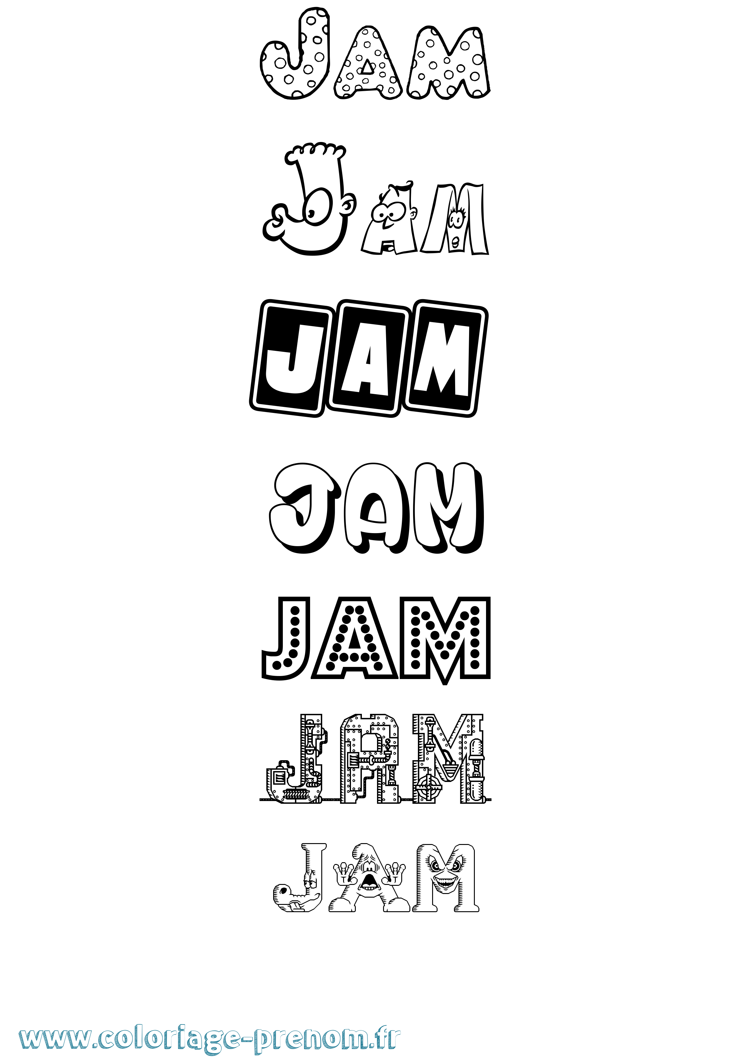 Coloriage Jam Fun Coloriage prénom Jam Fun