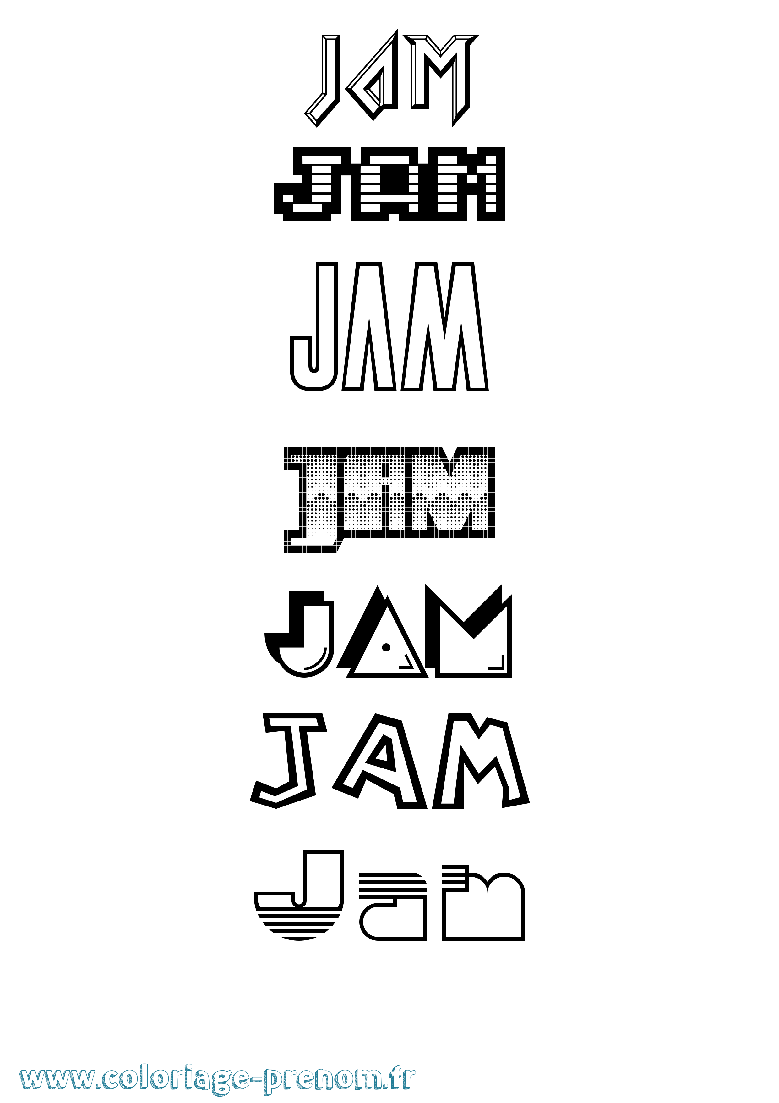 Coloriage Jam Jeux Vidéos Coloriage prénom Jam Jeux Vidéos