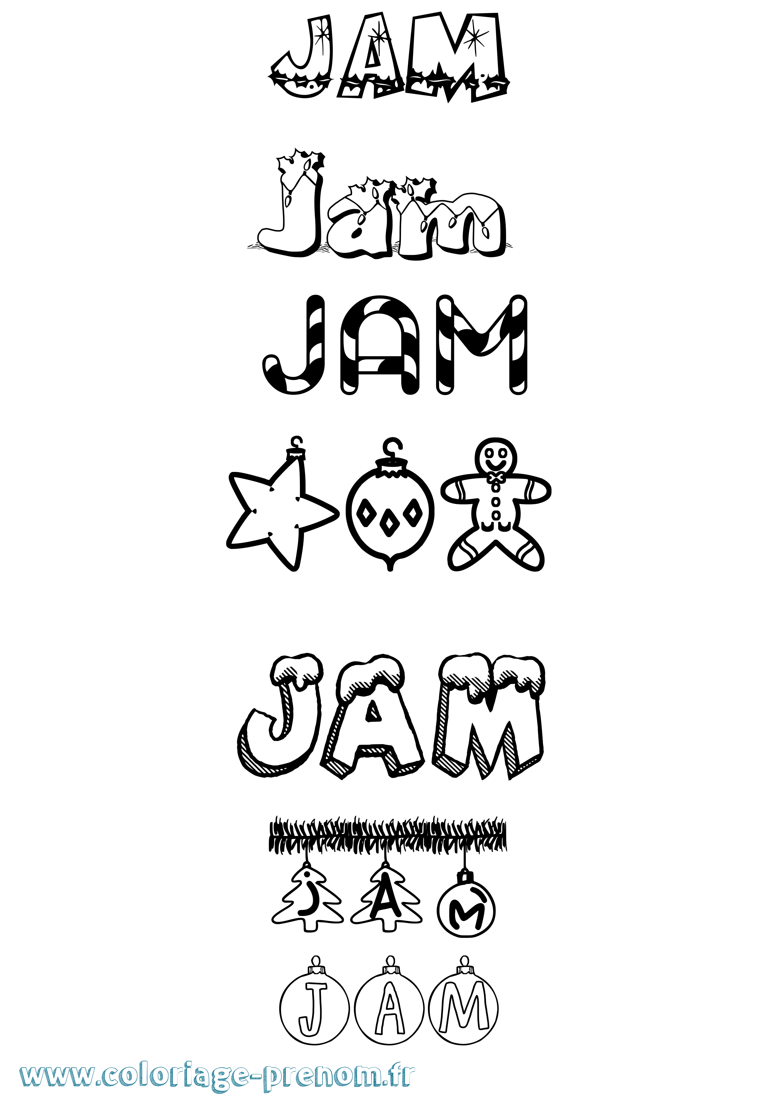 Coloriage Jam Noël Coloriage prénom Jam Noël