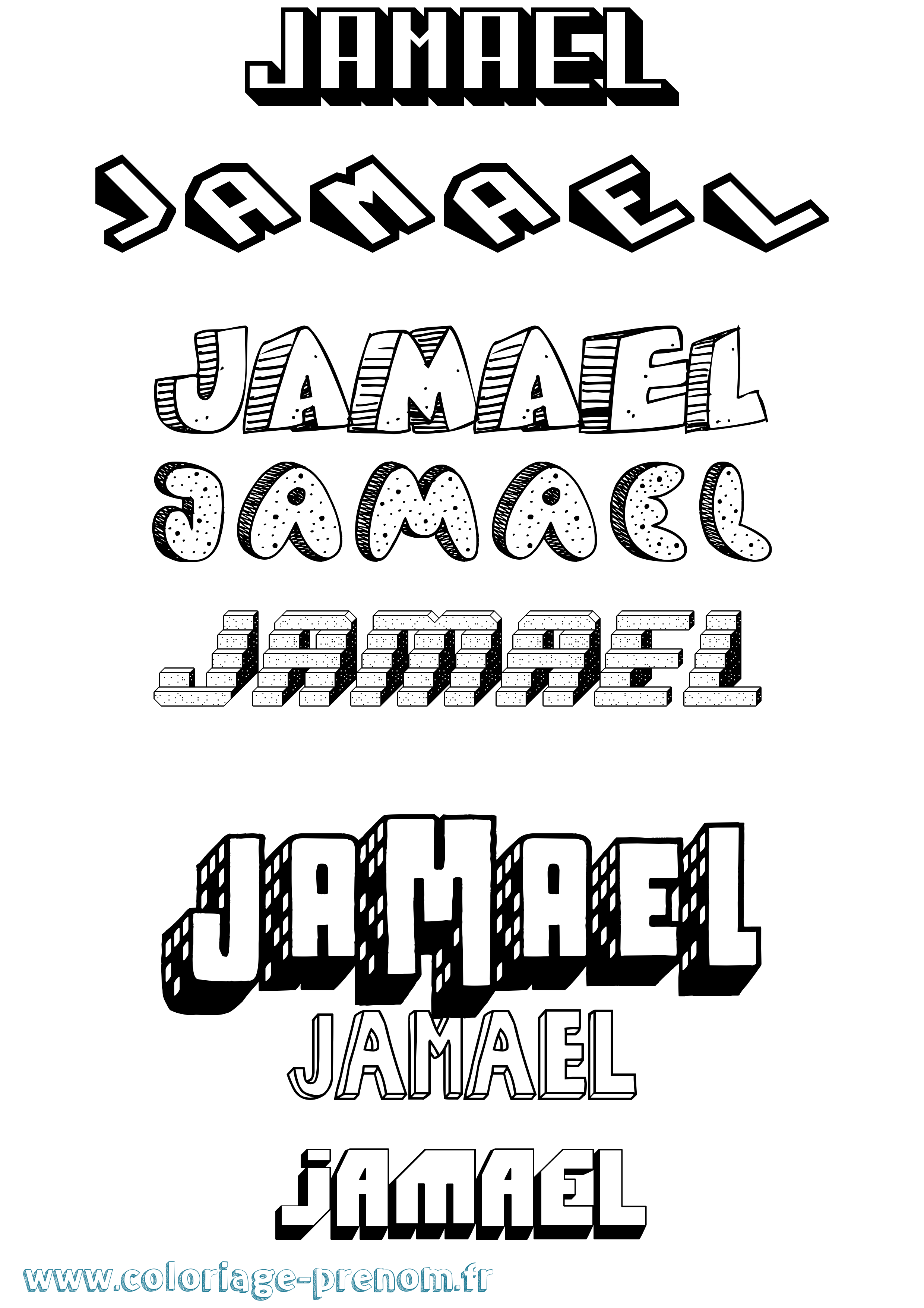 Coloriage Jamael Effet 3D Coloriage prénom Jamael Effet 3D