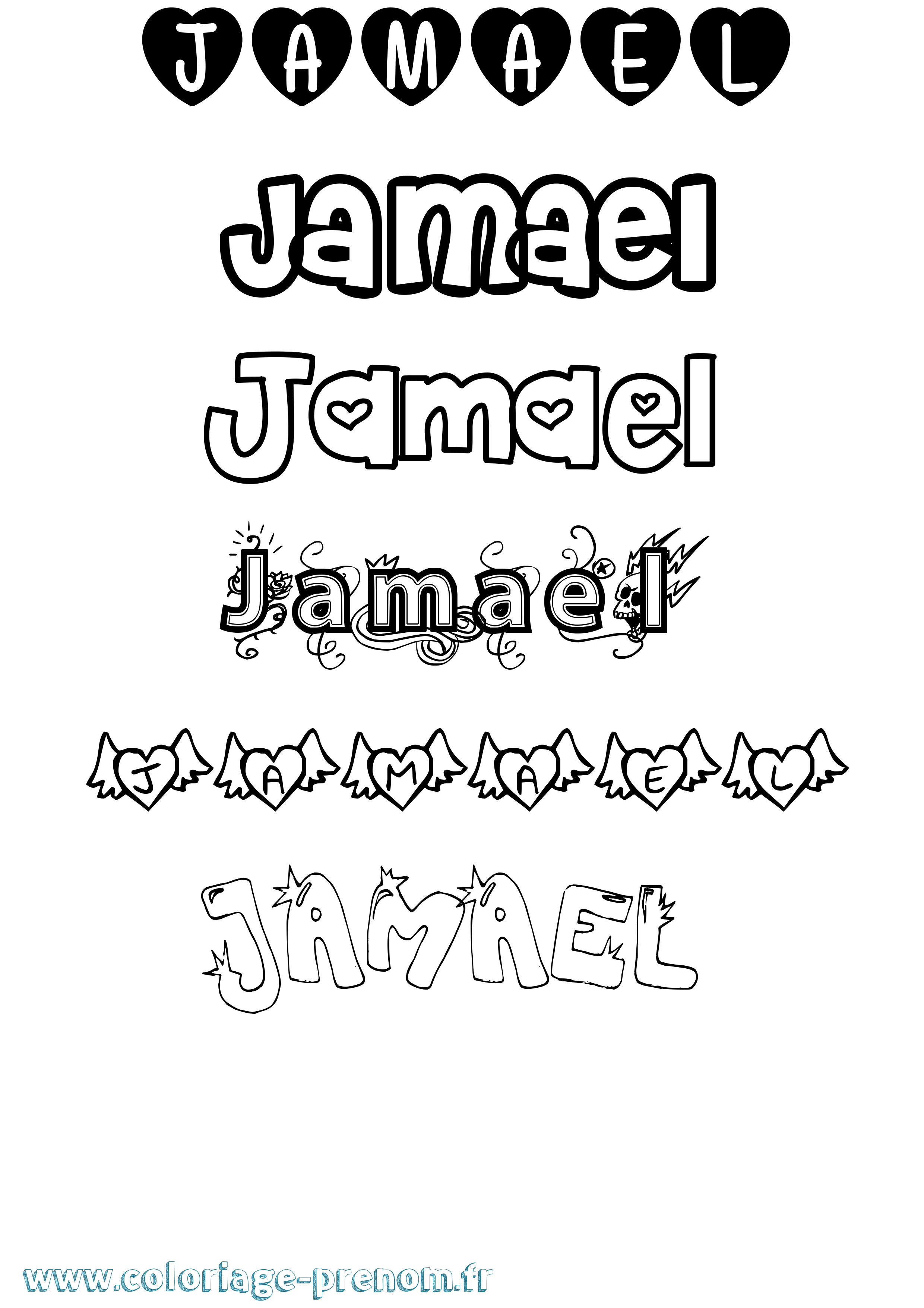 Coloriage Jamael Girly Coloriage prénom Jamael Girly