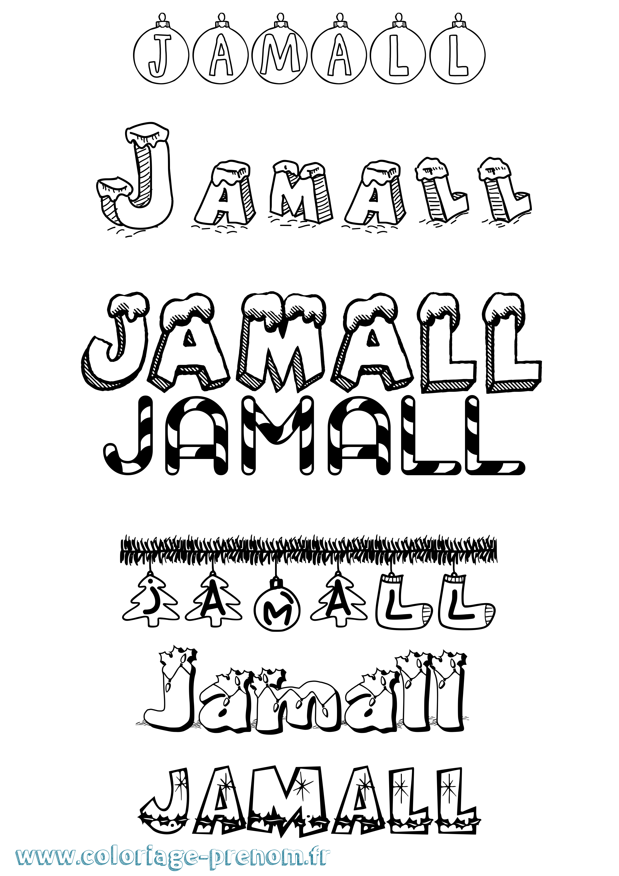 Coloriage Jamall Noël Coloriage prénom Jamall Noël