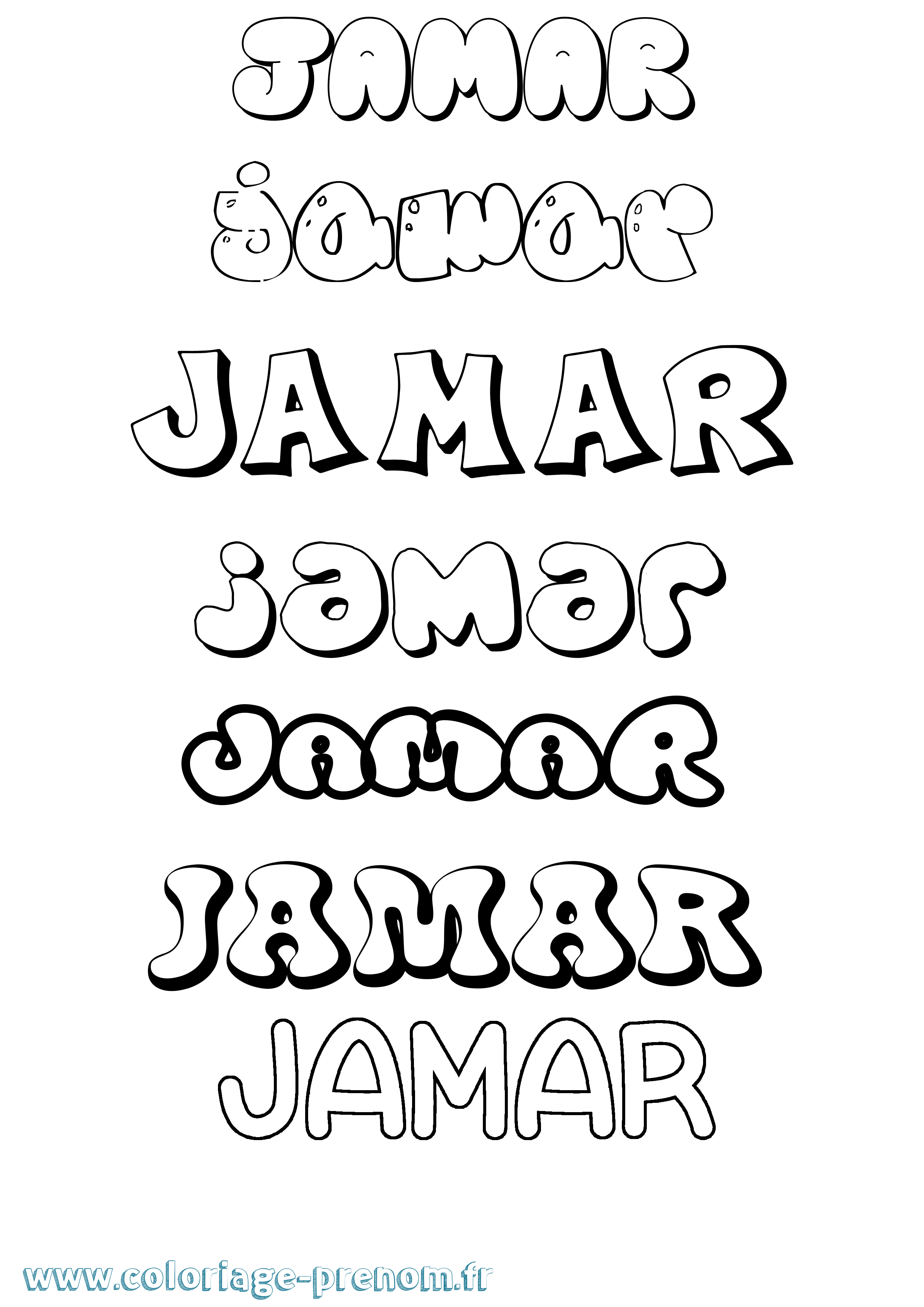 Coloriage Jamar Bubble Coloriage prénom Jamar Bubble