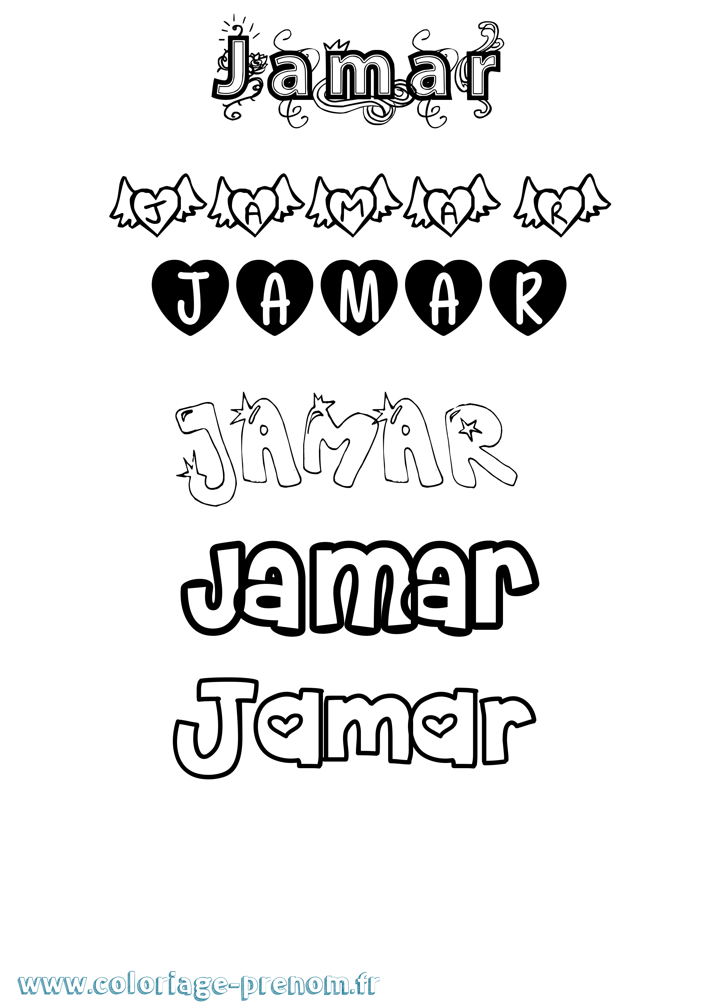 Coloriage Jamar Girly Coloriage prénom Jamar Girly