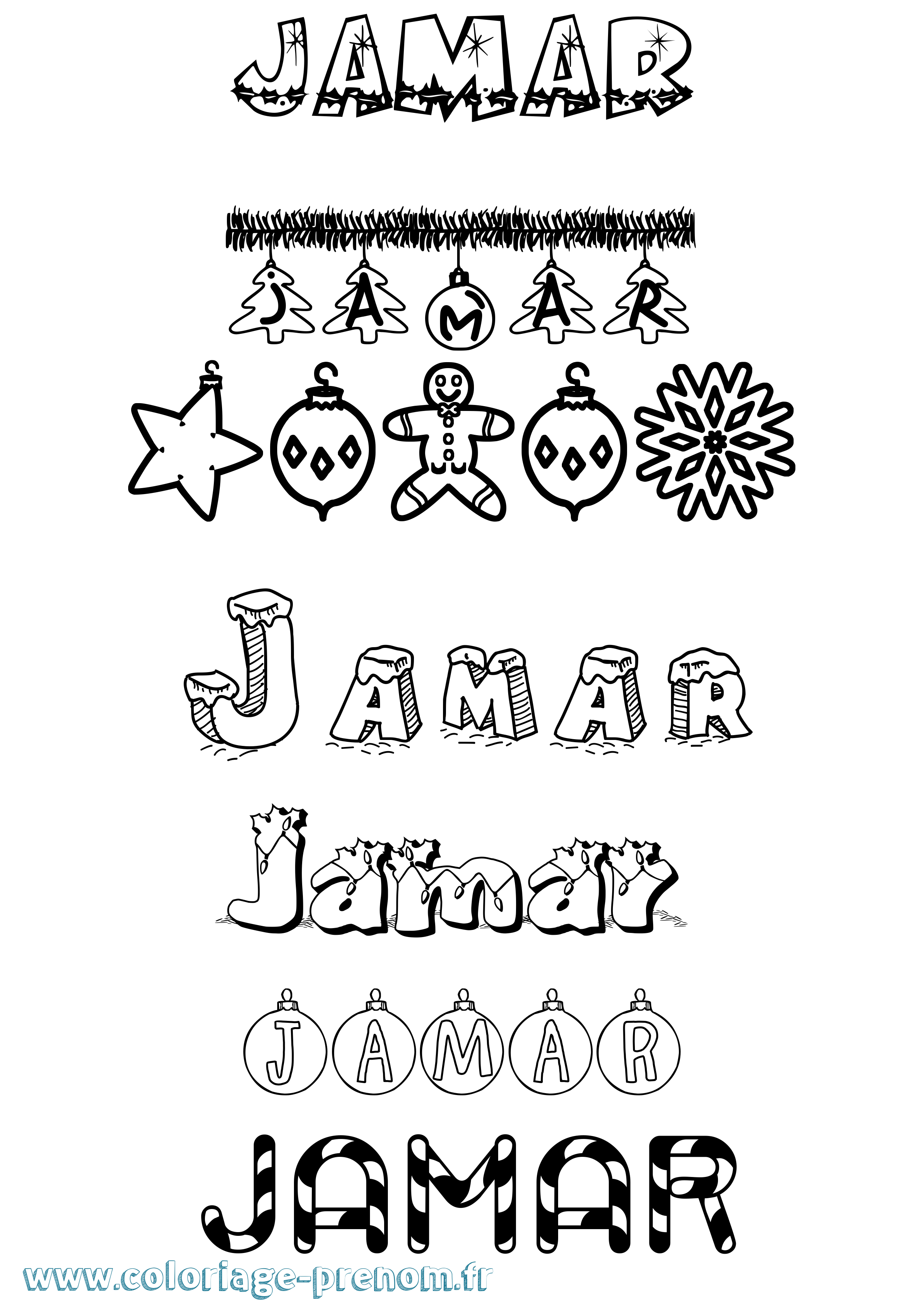 Coloriage Jamar Noël Coloriage prénom Jamar Noël