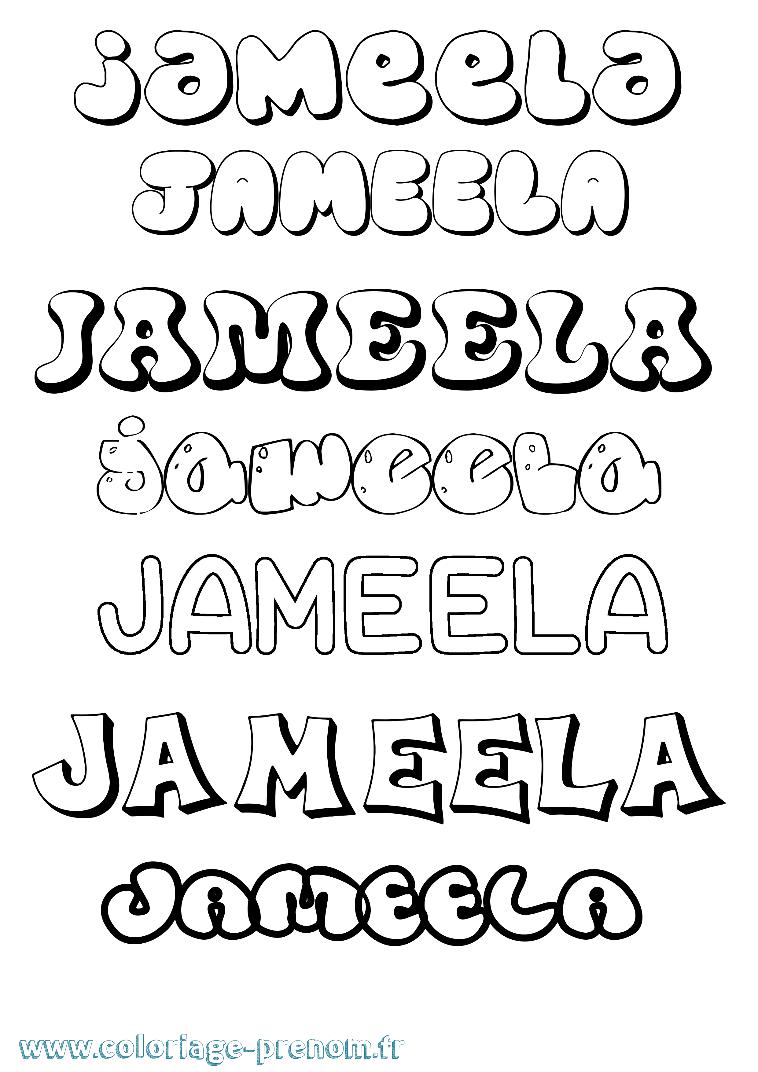 Coloriage Jameela Bubble Coloriage prénom Jameela Bubble