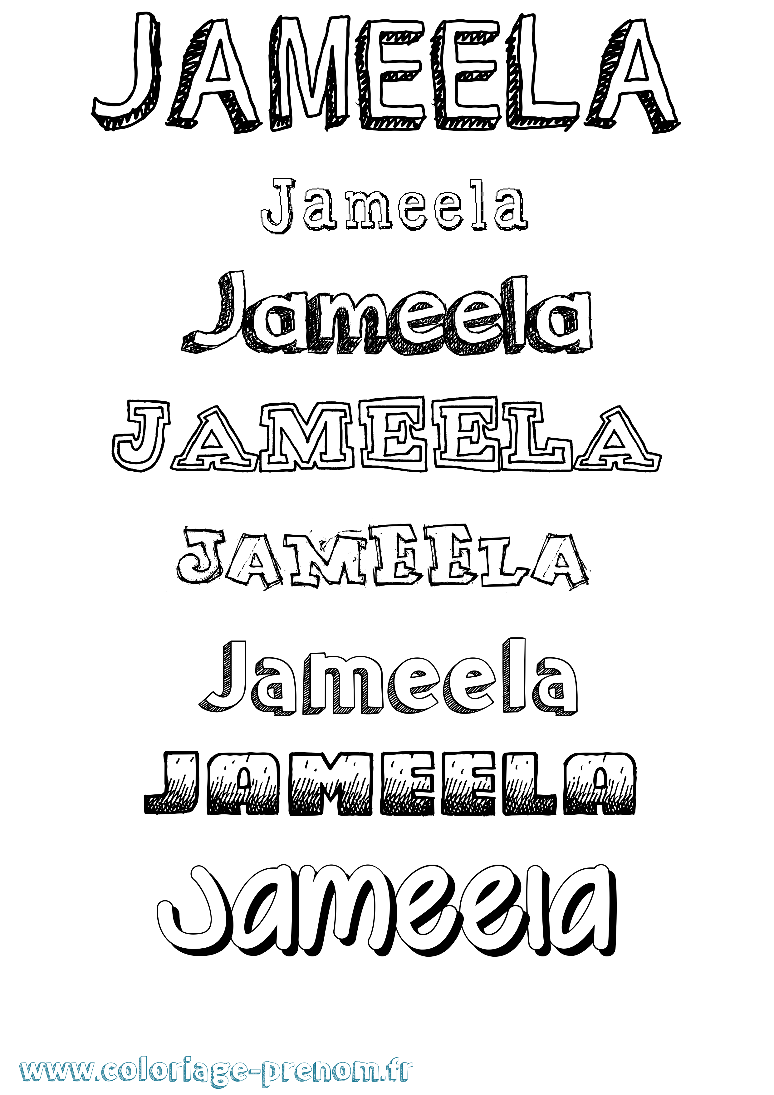 Coloriage Jameela Dessiné Coloriage prénom Jameela Dessiné
