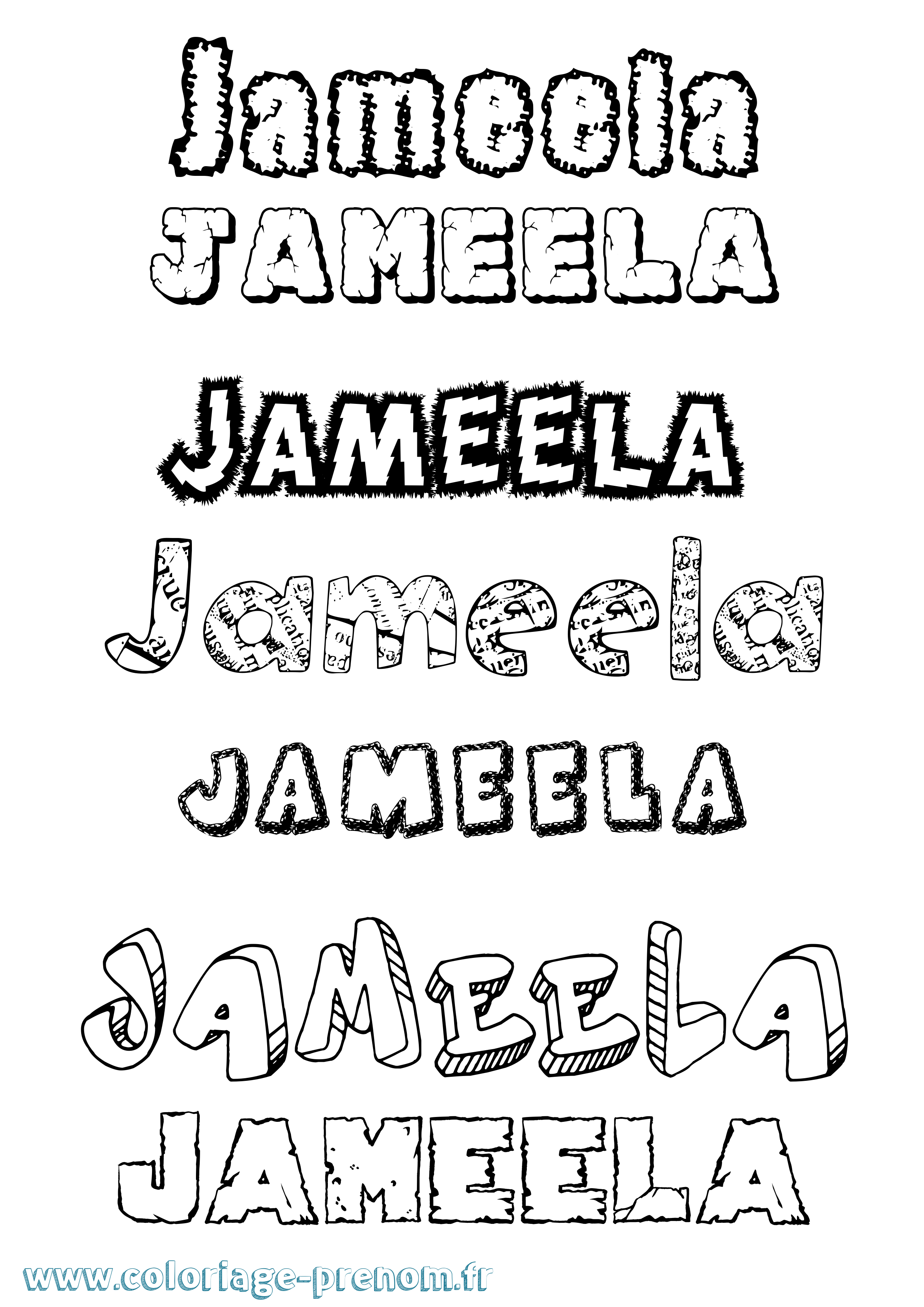Coloriage Jameela Destructuré Coloriage prénom Jameela Destructuré