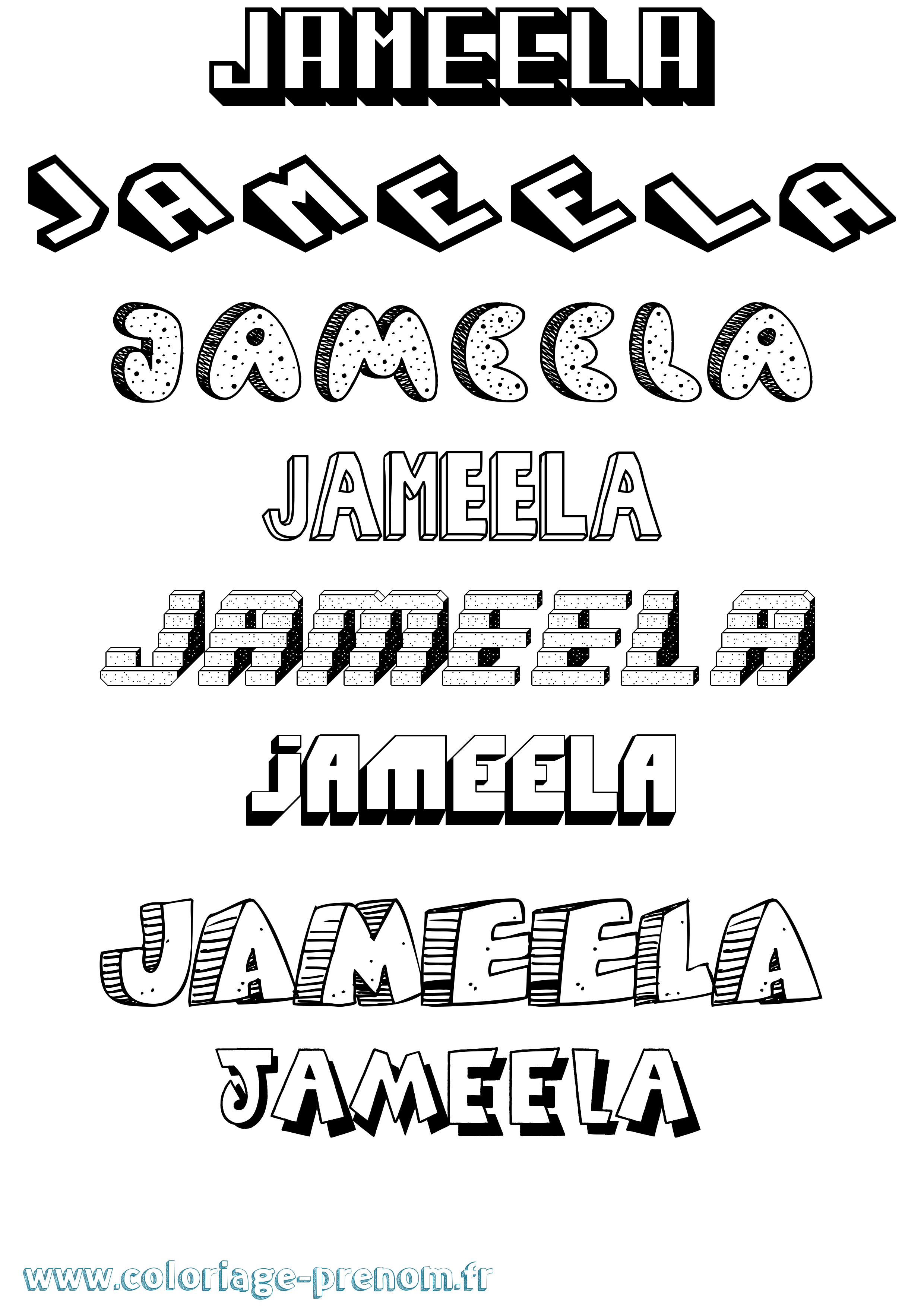 Coloriage Jameela Effet 3D Coloriage prénom Jameela Effet 3D