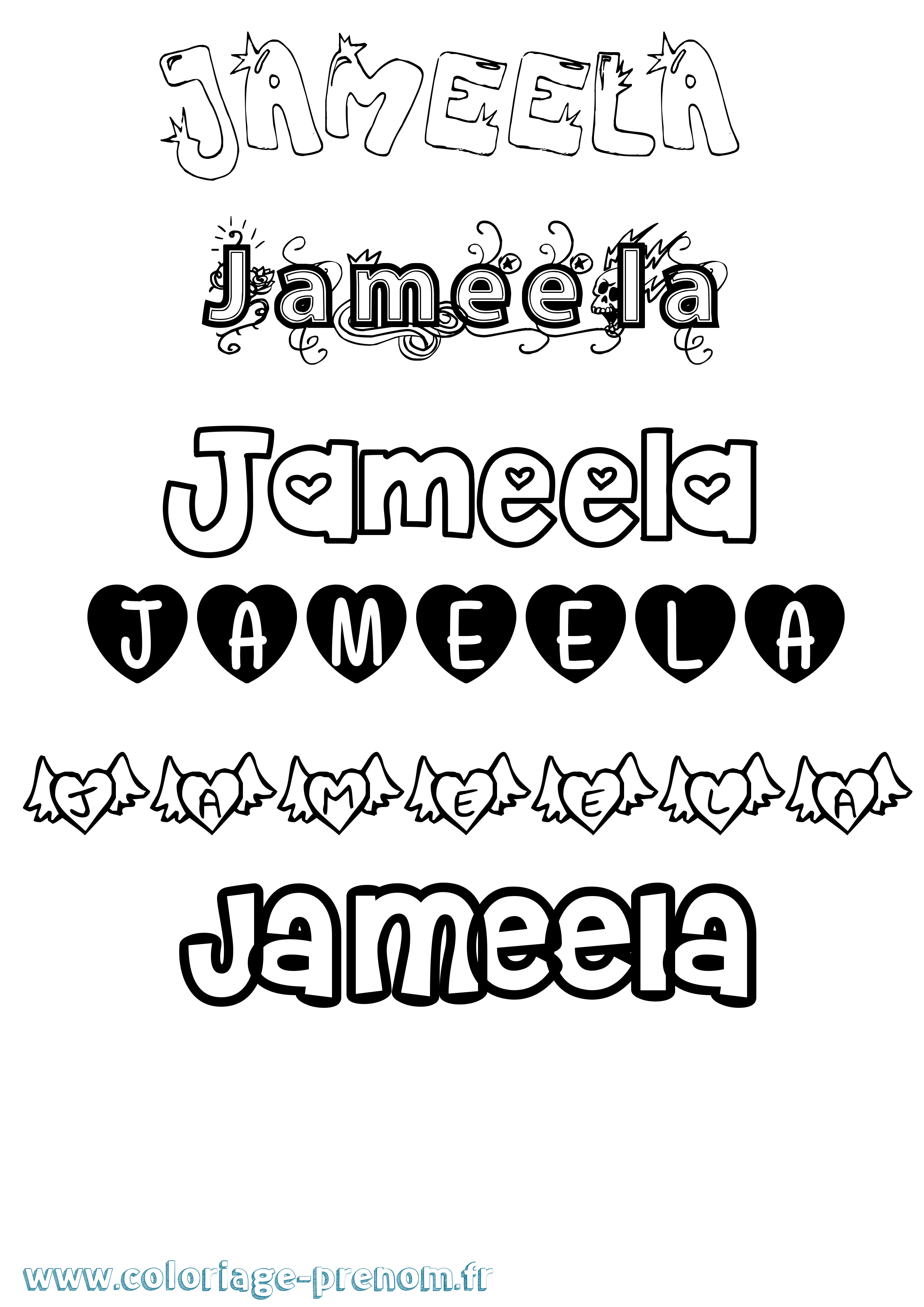 Coloriage Jameela Girly Coloriage prénom Jameela Girly