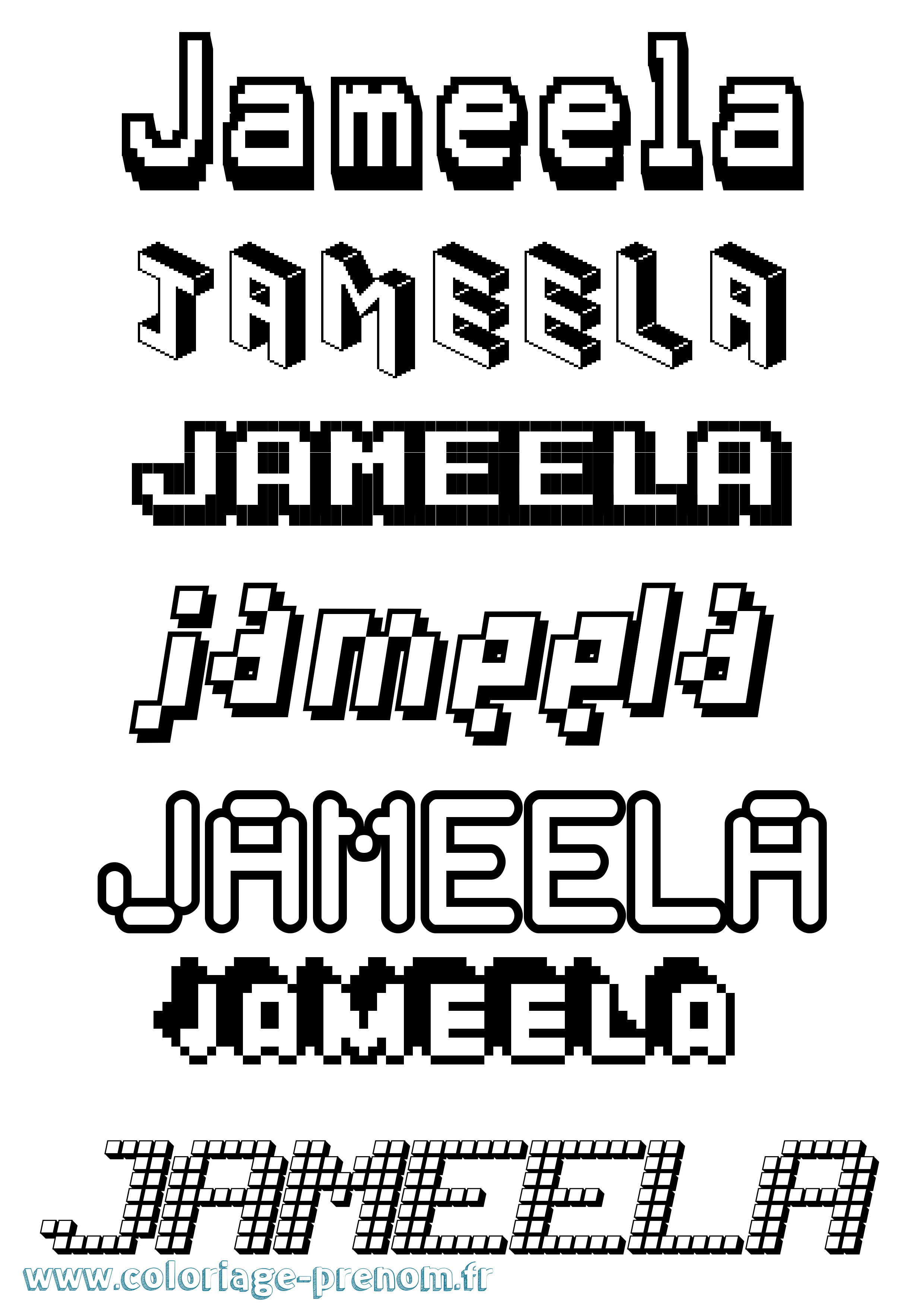 Coloriage Jameela Pixel Coloriage prénom Jameela Pixel