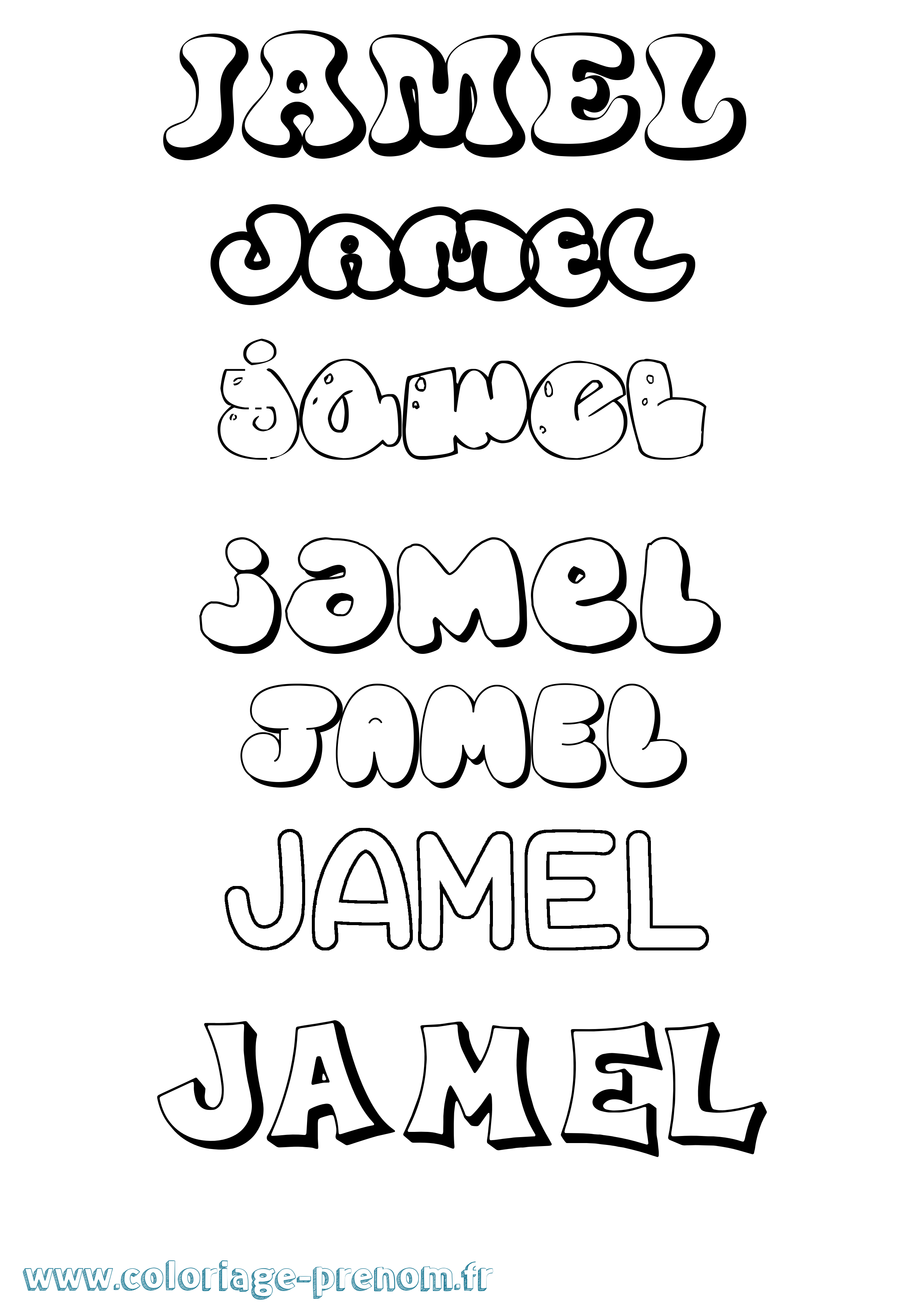 Coloriage Jamel Bubble Coloriage prénom Jamel Bubble