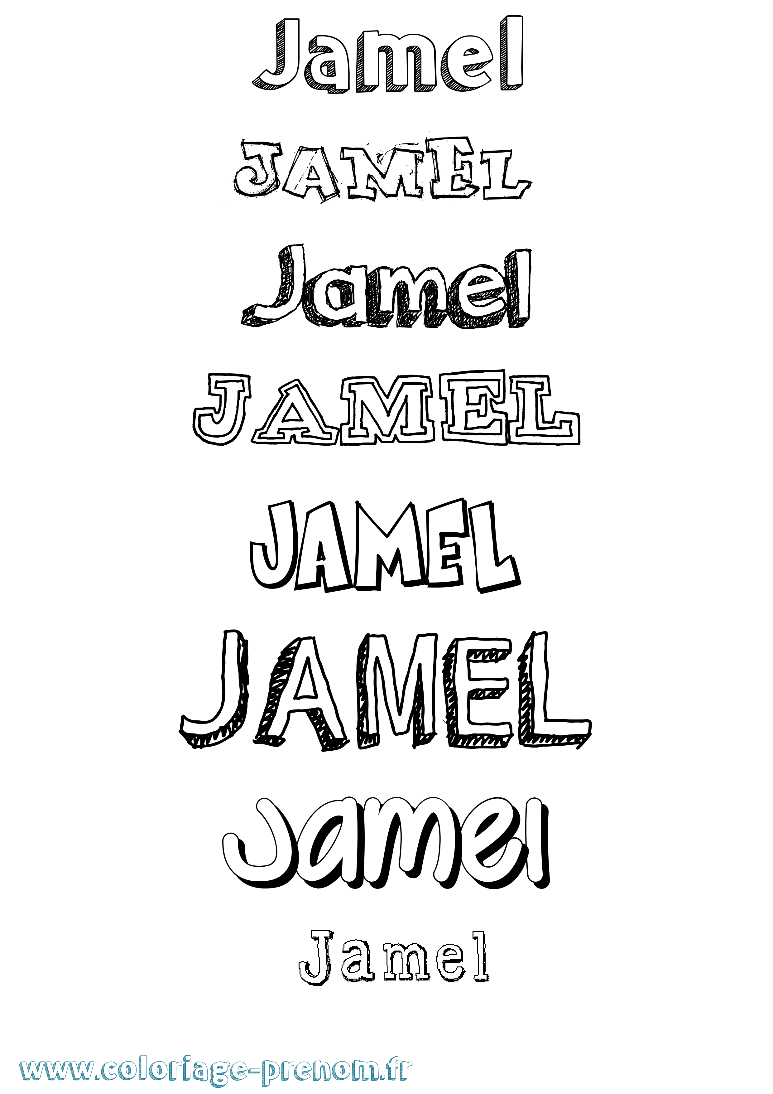Coloriage Jamel Dessiné Coloriage prénom Jamel Dessiné