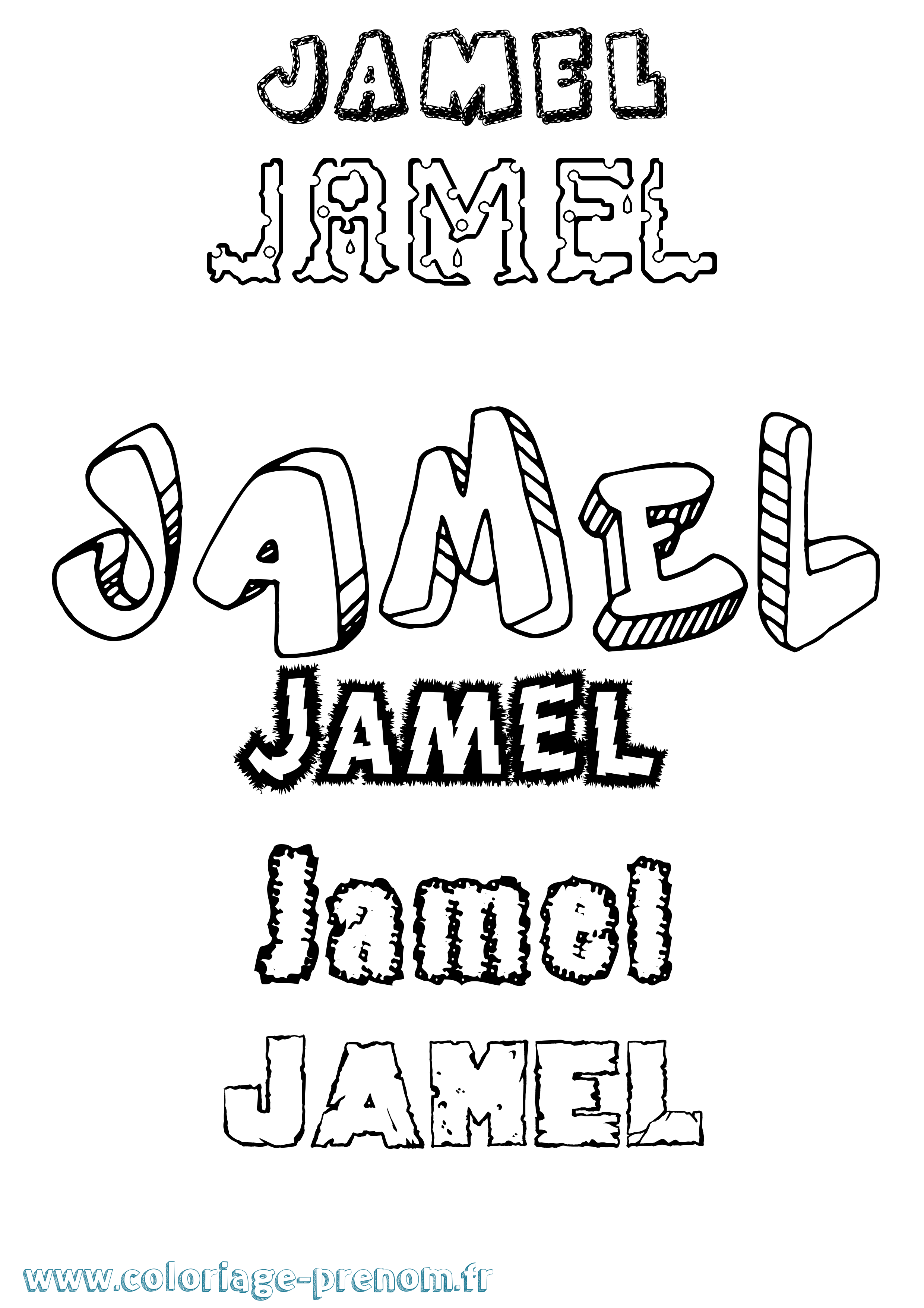 Coloriage Jamel Destructuré Coloriage prénom Jamel Destructuré