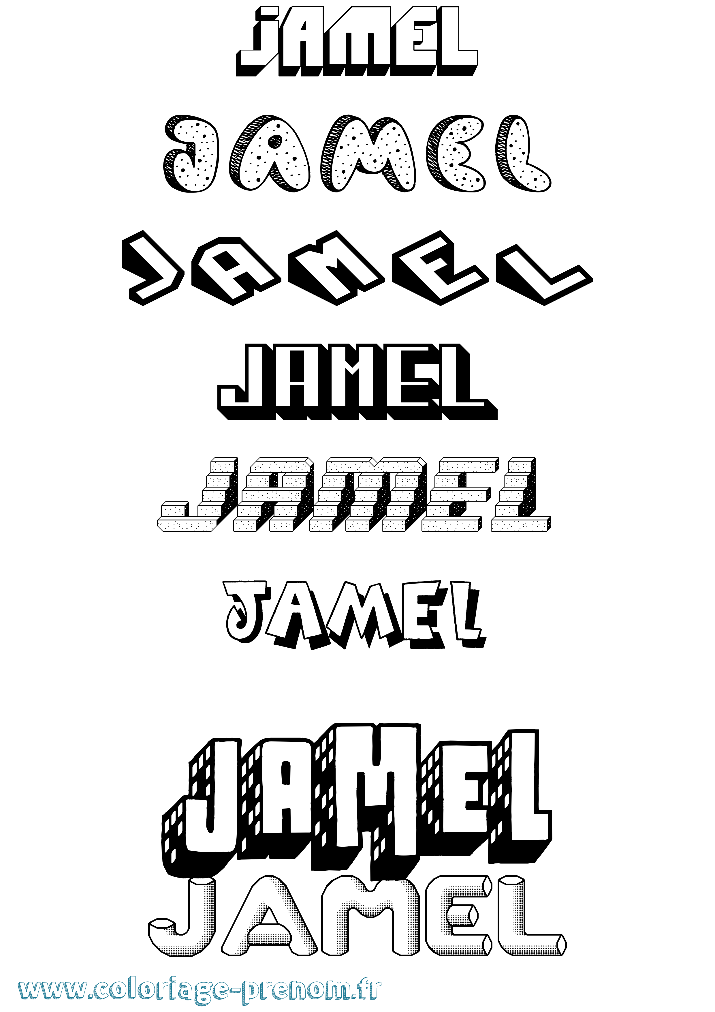Coloriage Jamel Effet 3D Coloriage prénom Jamel Effet 3D