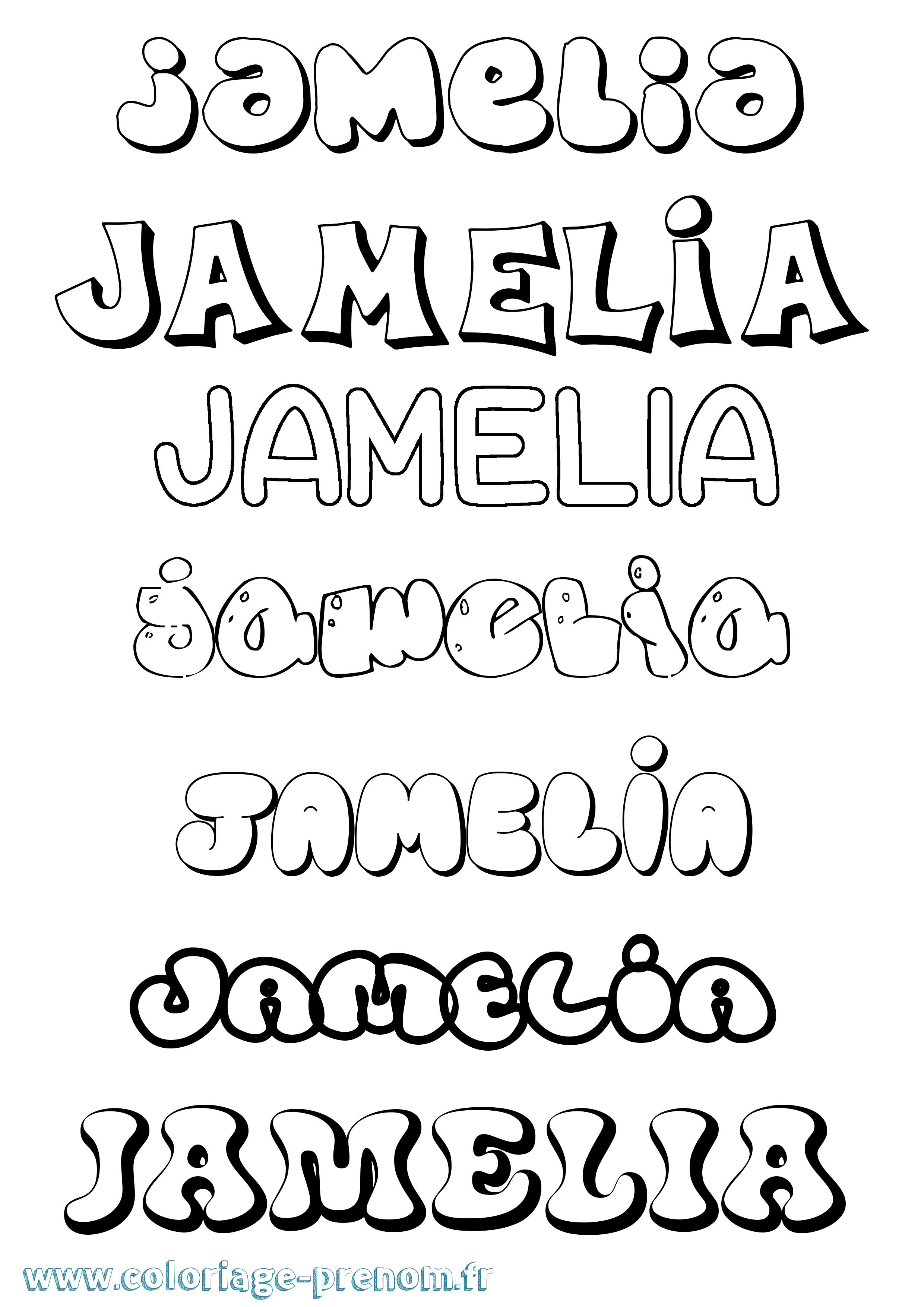 Coloriage Jamelia Bubble Coloriage prénom Jamelia Bubble