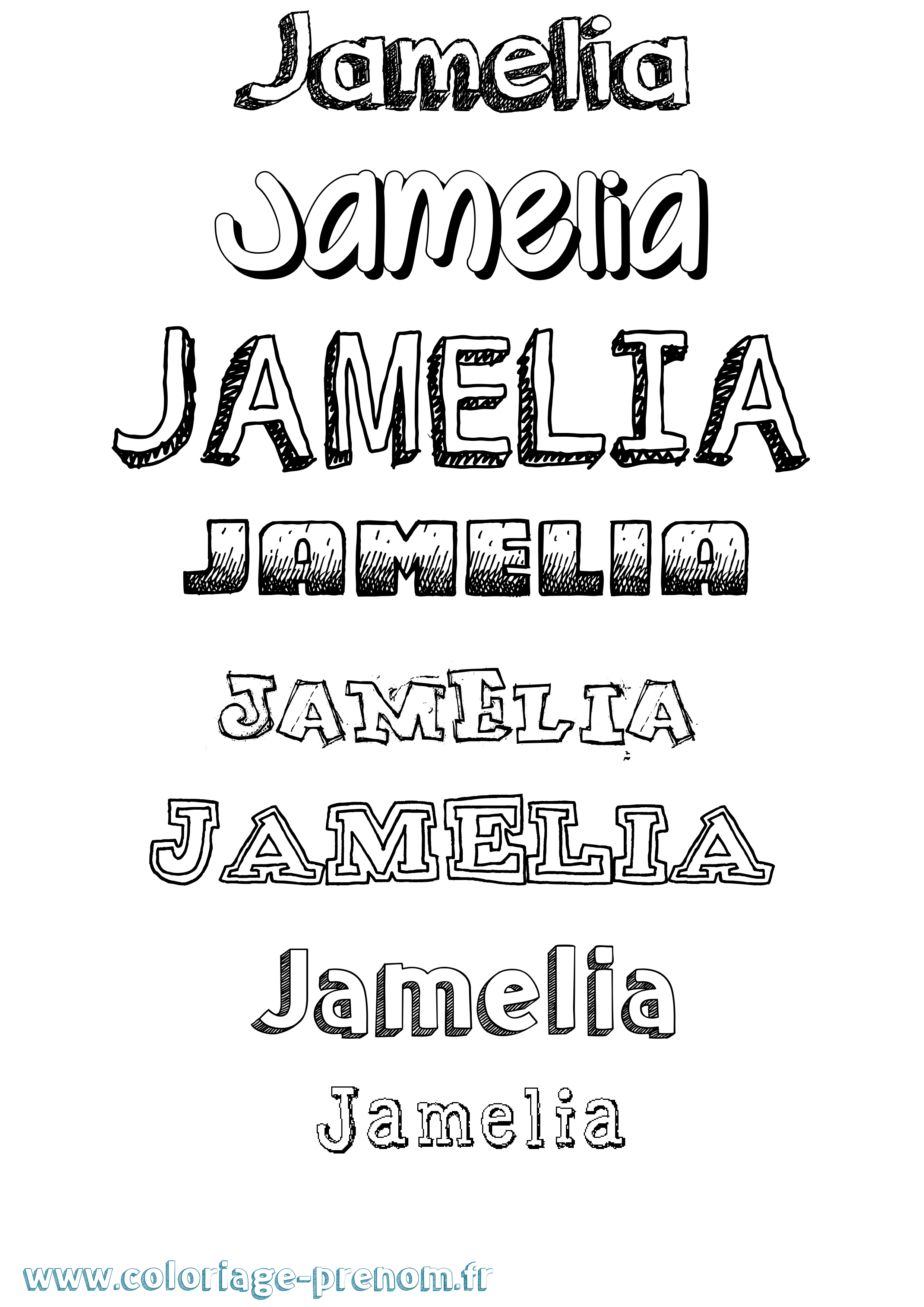 Coloriage Jamelia Dessiné Coloriage prénom Jamelia Dessiné