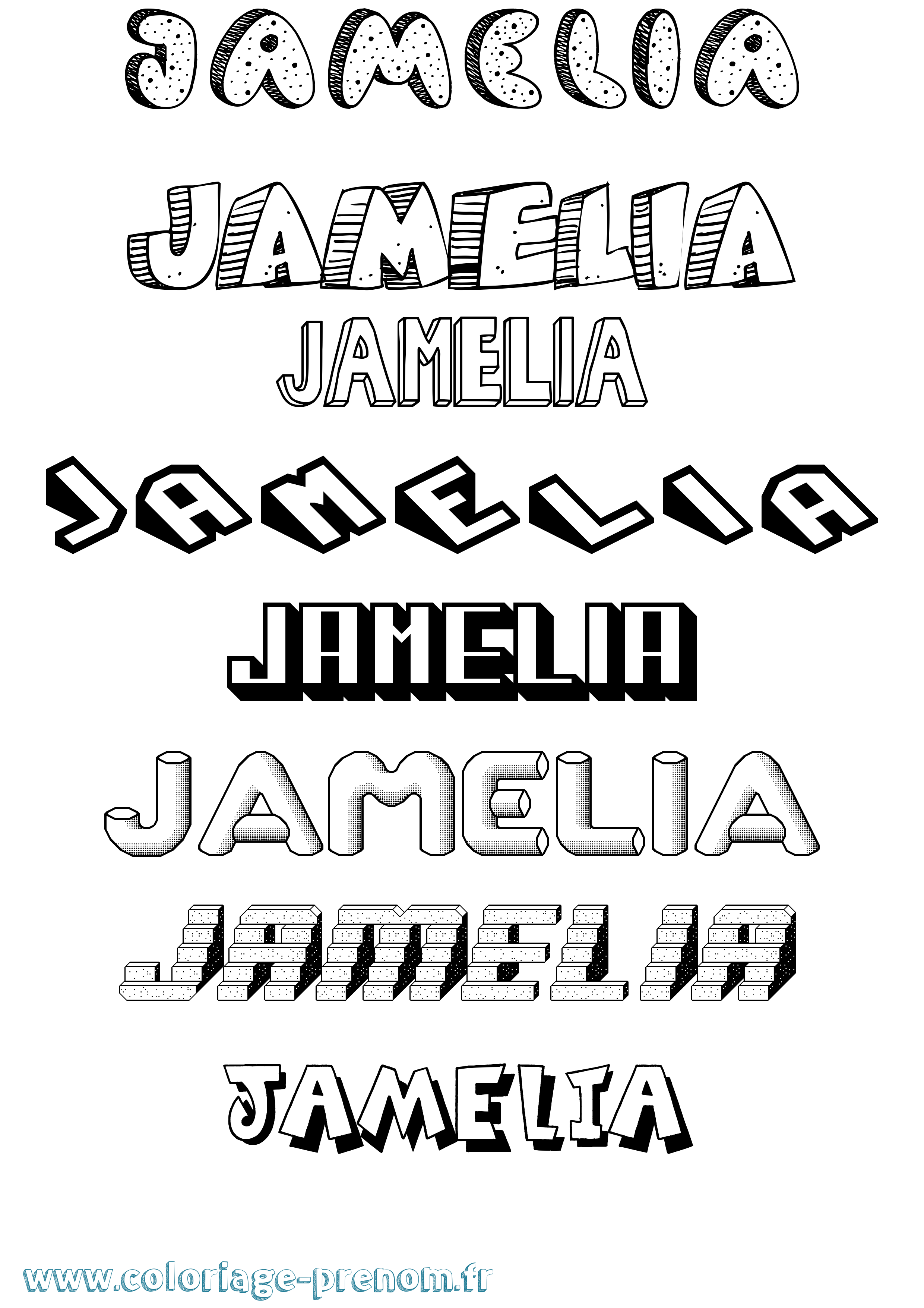 Coloriage Jamelia Effet 3D Coloriage prénom Jamelia Effet 3D