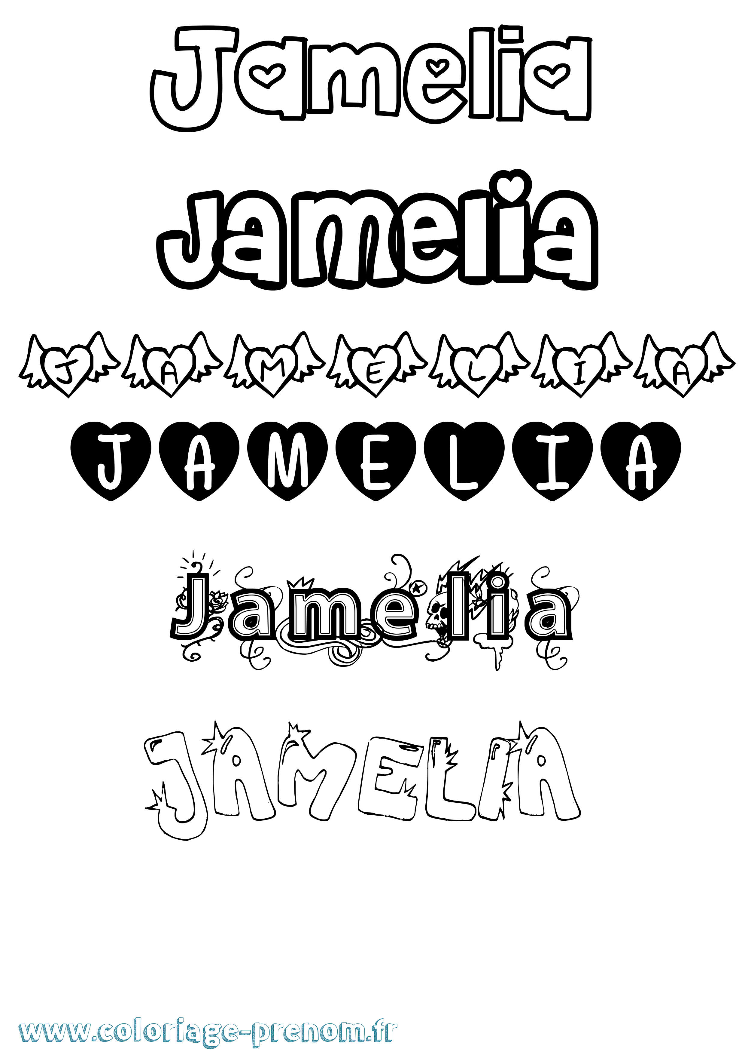Coloriage Jamelia Girly Coloriage prénom Jamelia Girly