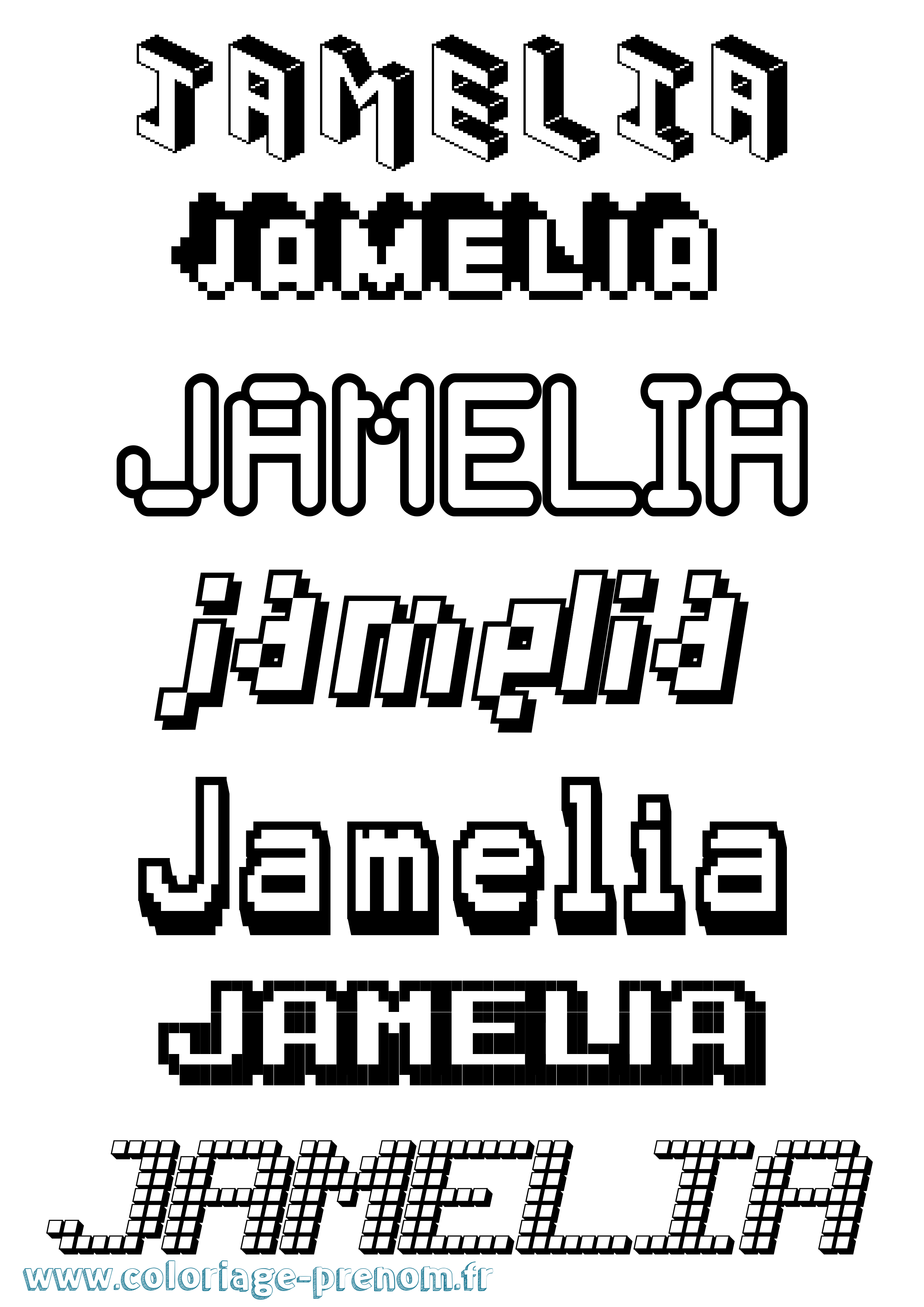 Coloriage Jamelia Pixel Coloriage prénom Jamelia Pixel