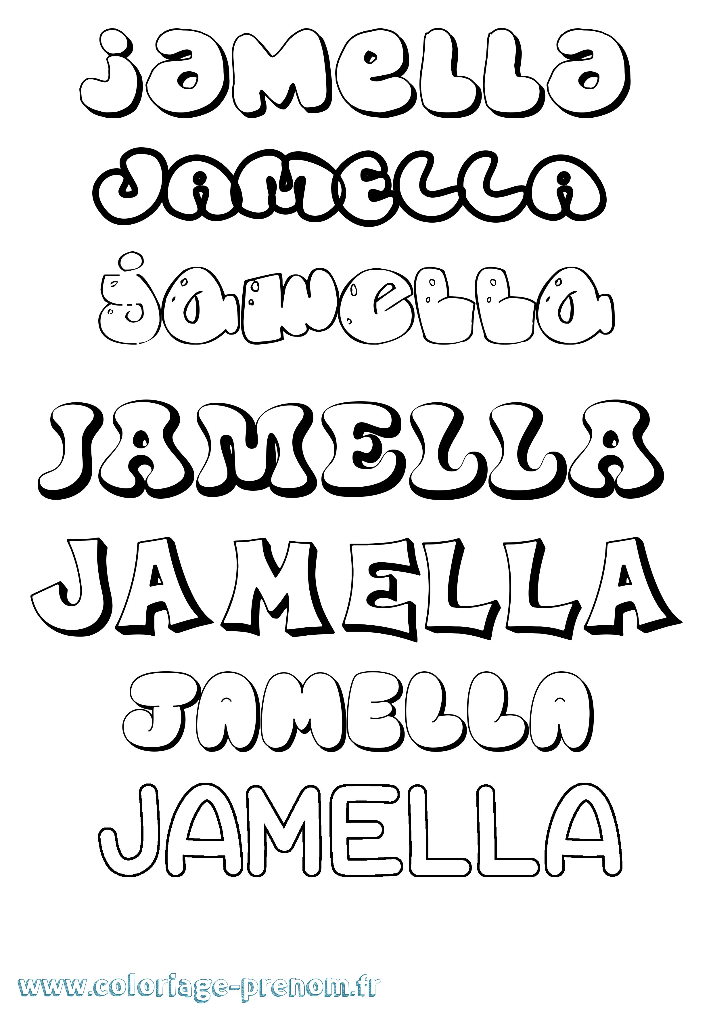Coloriage Jamella Bubble Coloriage prénom Jamella Bubble
