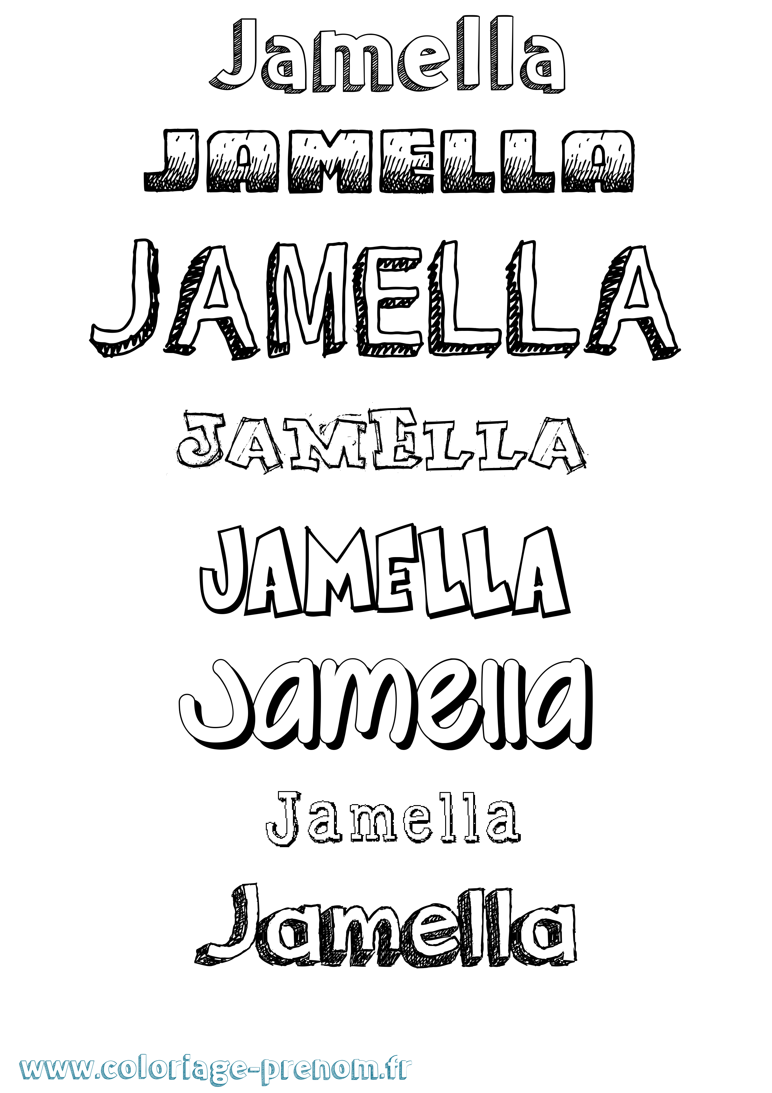 Coloriage Jamella Dessiné Coloriage prénom Jamella Dessiné