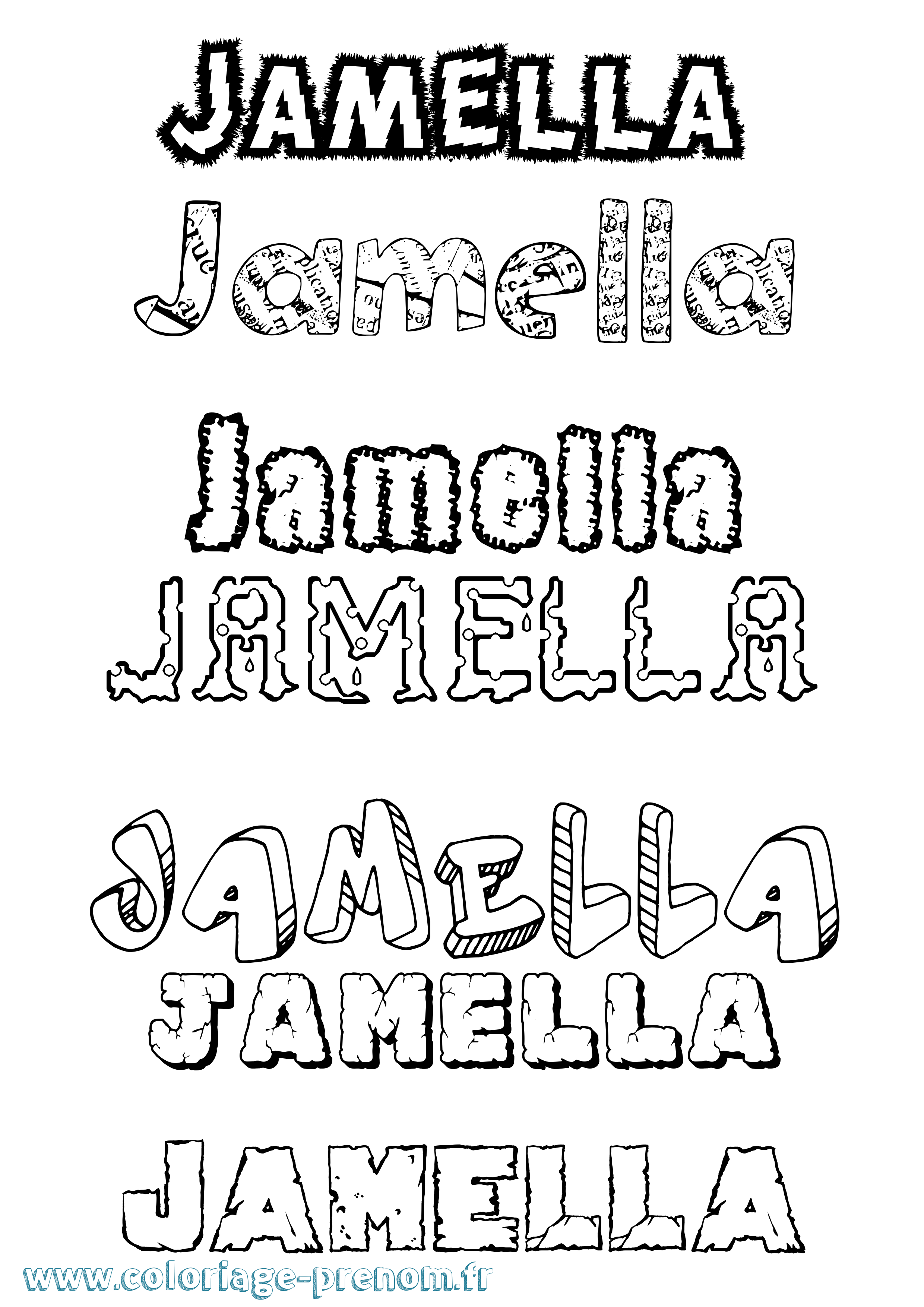 Coloriage Jamella Destructuré Coloriage prénom Jamella Destructuré