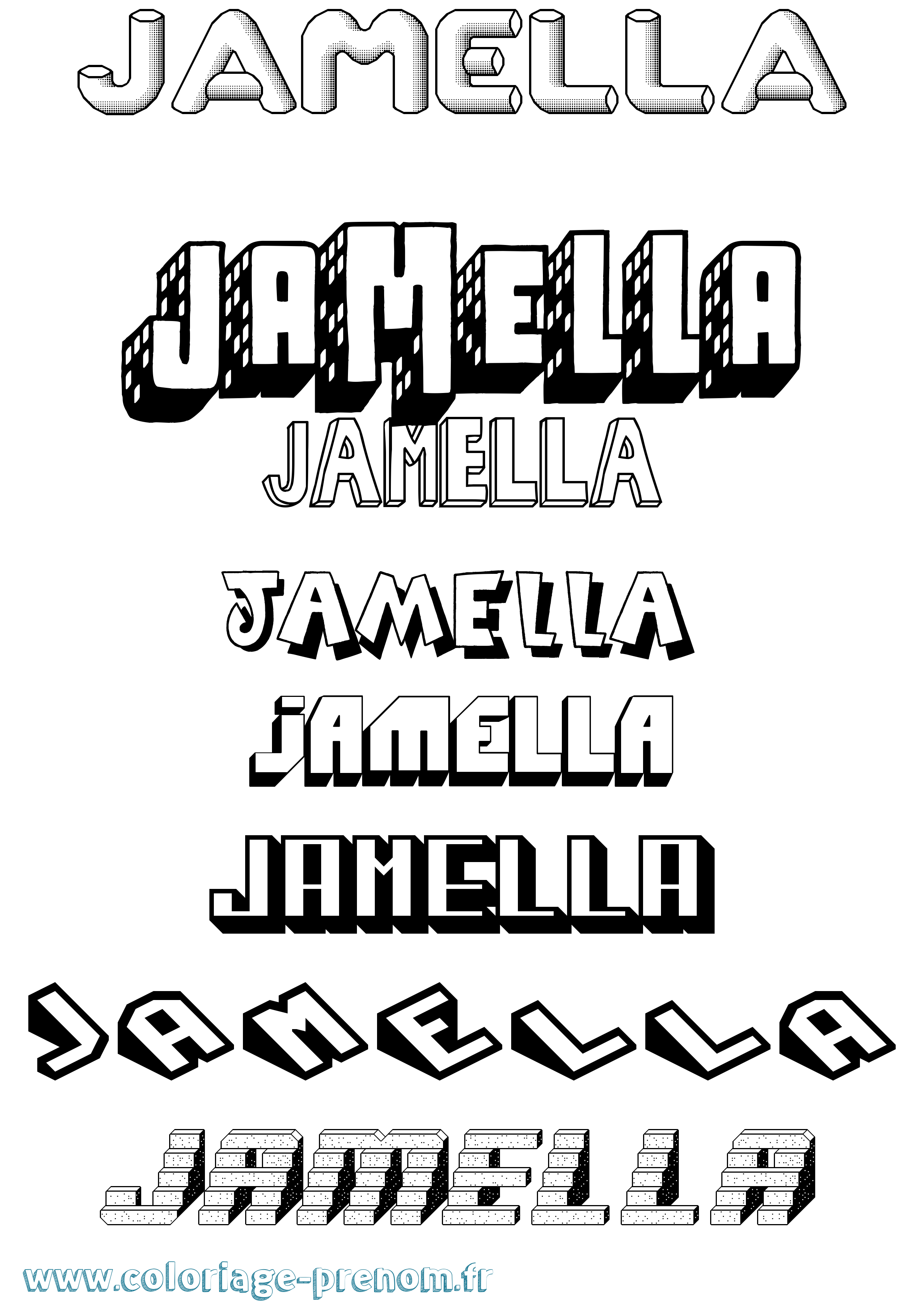 Coloriage Jamella Effet 3D Coloriage prénom Jamella Effet 3D
