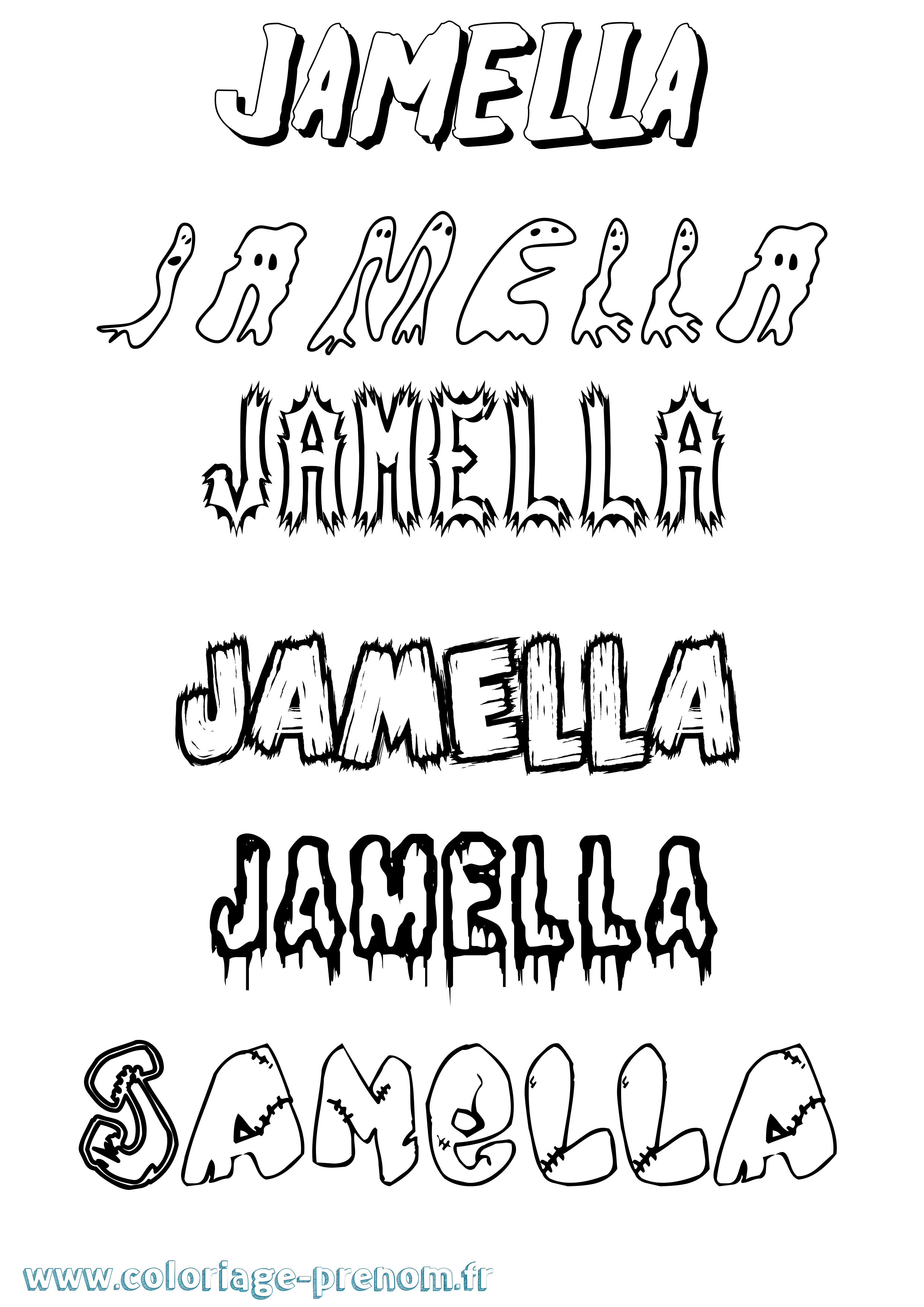 Coloriage Jamella Frisson Coloriage prénom Jamella Frisson