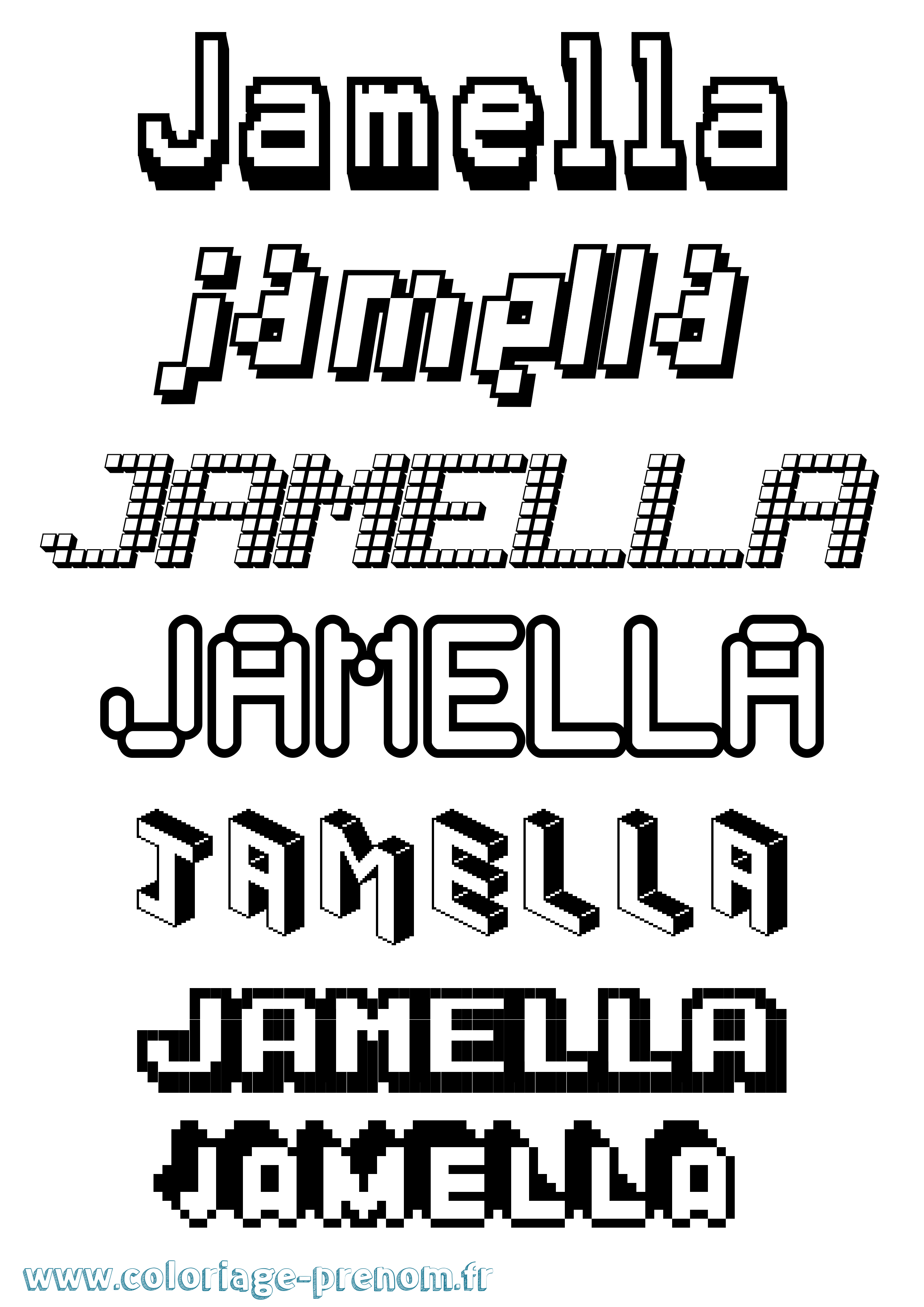 Coloriage Jamella Pixel Coloriage prénom Jamella Pixel