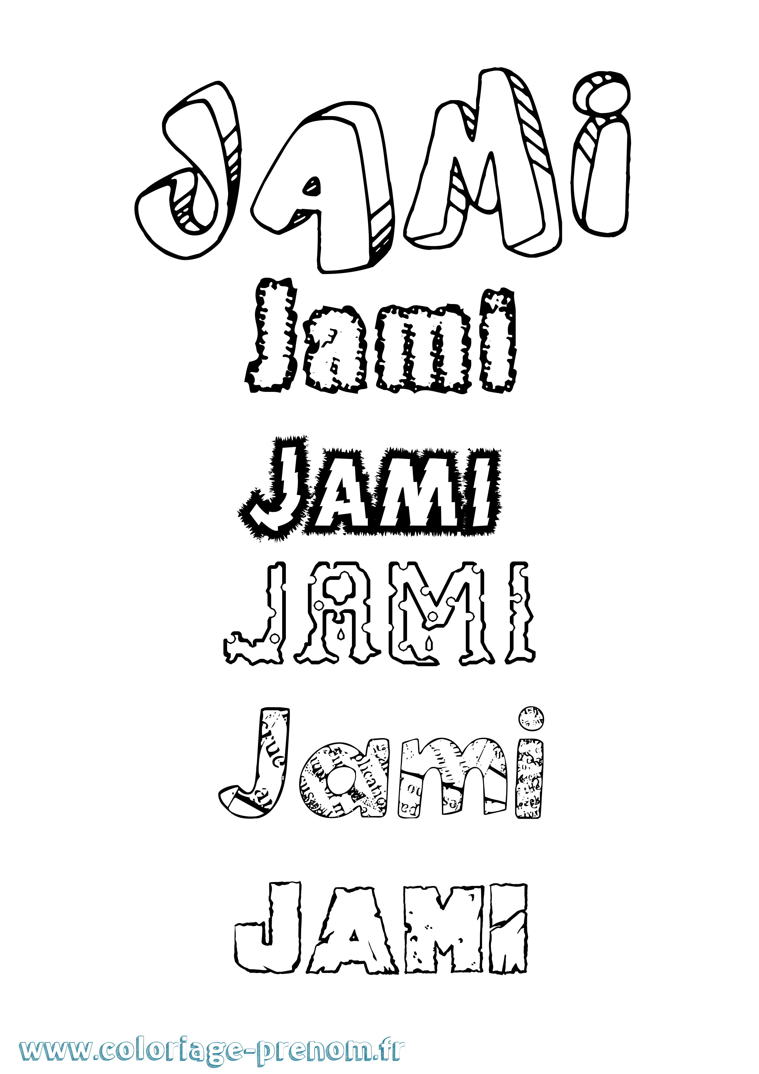 Coloriage Jami Destructuré Coloriage prénom Jami Destructuré