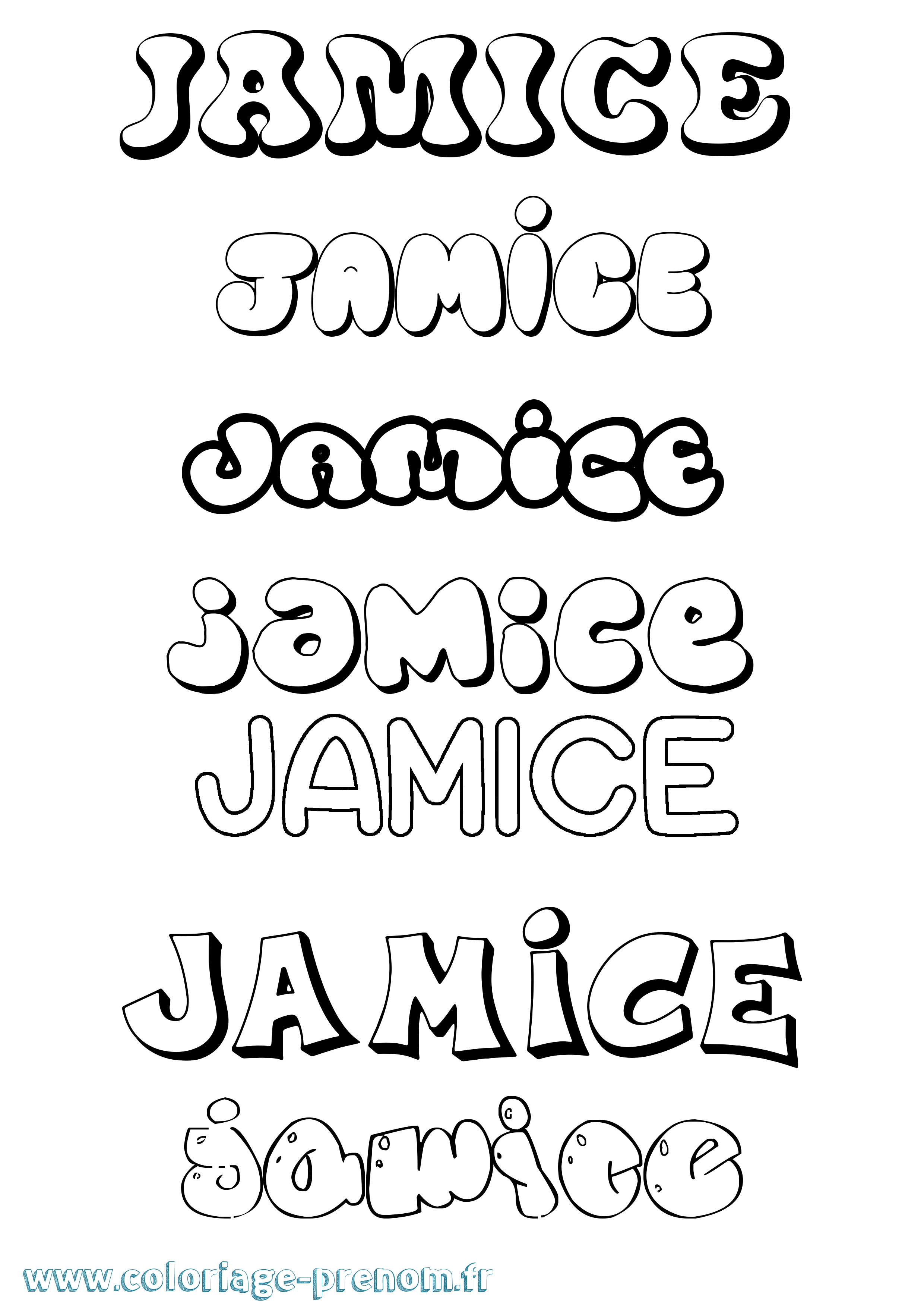 Coloriage Jamice Bubble Coloriage prénom Jamice Bubble