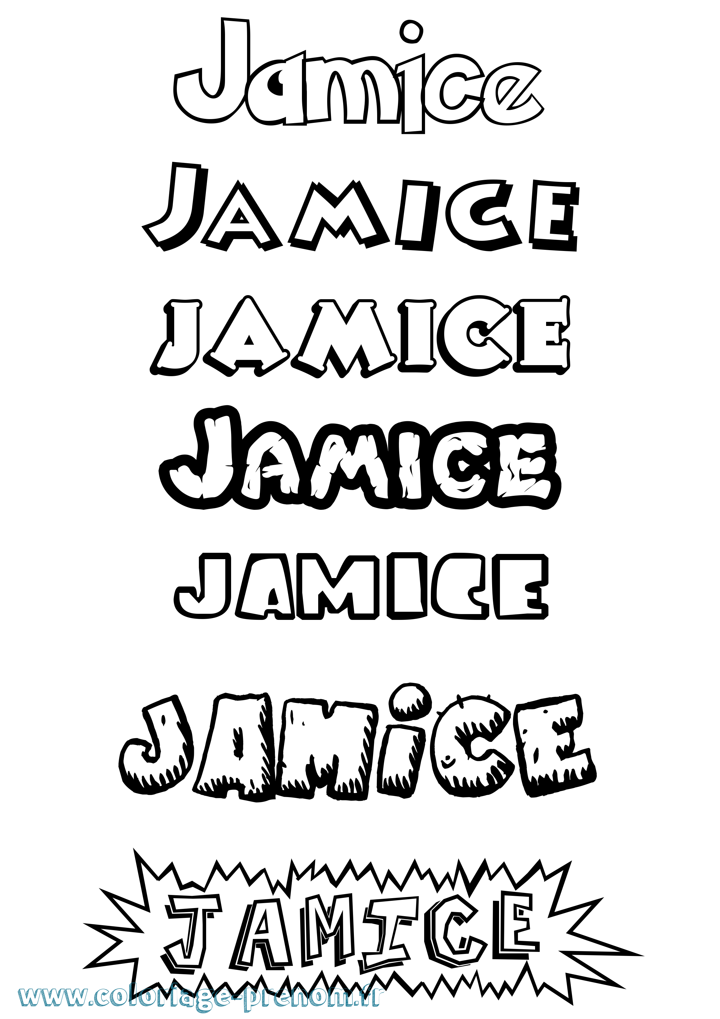 Coloriage Jamice Dessin Animé Coloriage prénom Jamice Dessin Animé