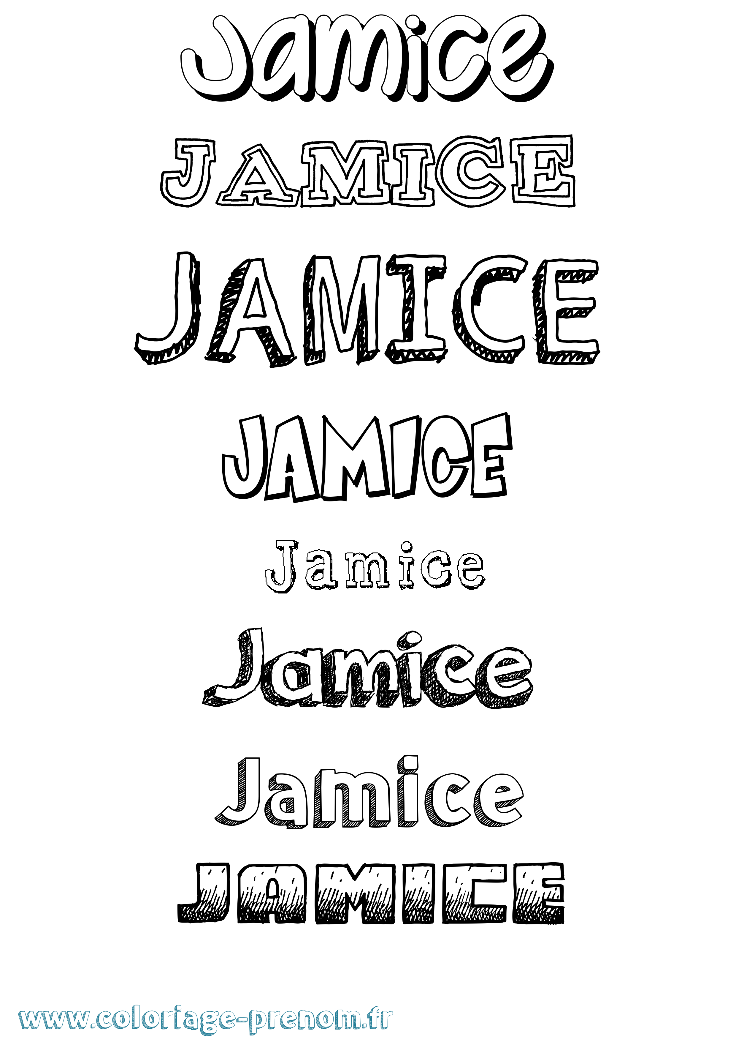 Coloriage Jamice Dessiné Coloriage prénom Jamice Dessiné
