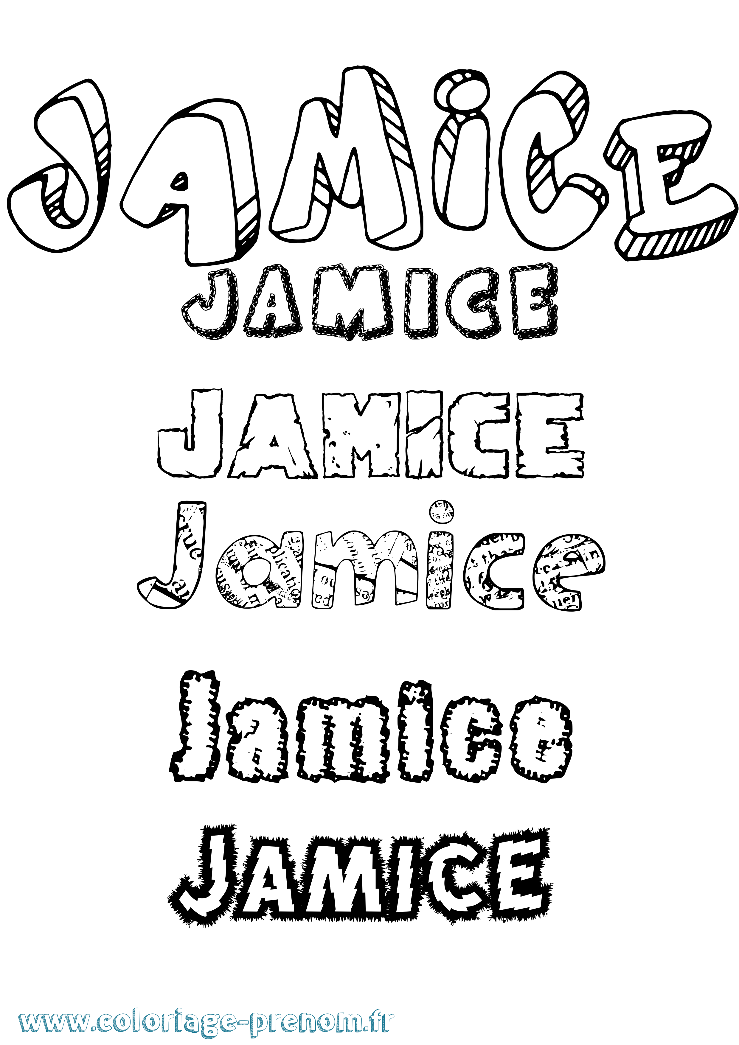 Coloriage Jamice Destructuré Coloriage prénom Jamice Destructuré