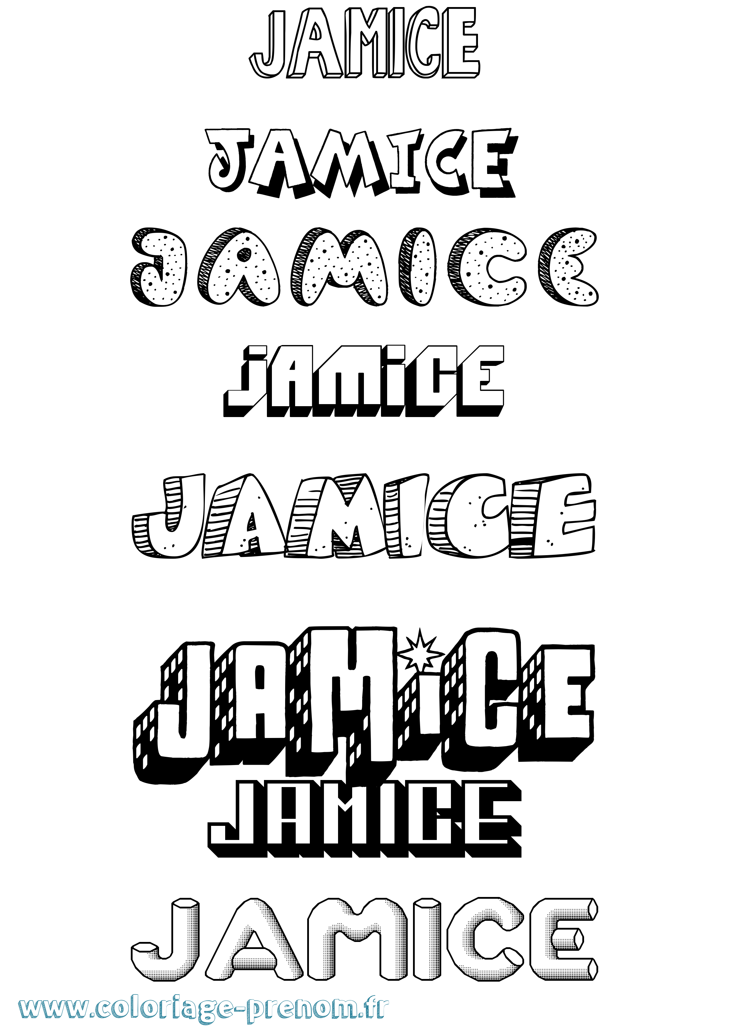 Coloriage Jamice Effet 3D Coloriage prénom Jamice Effet 3D