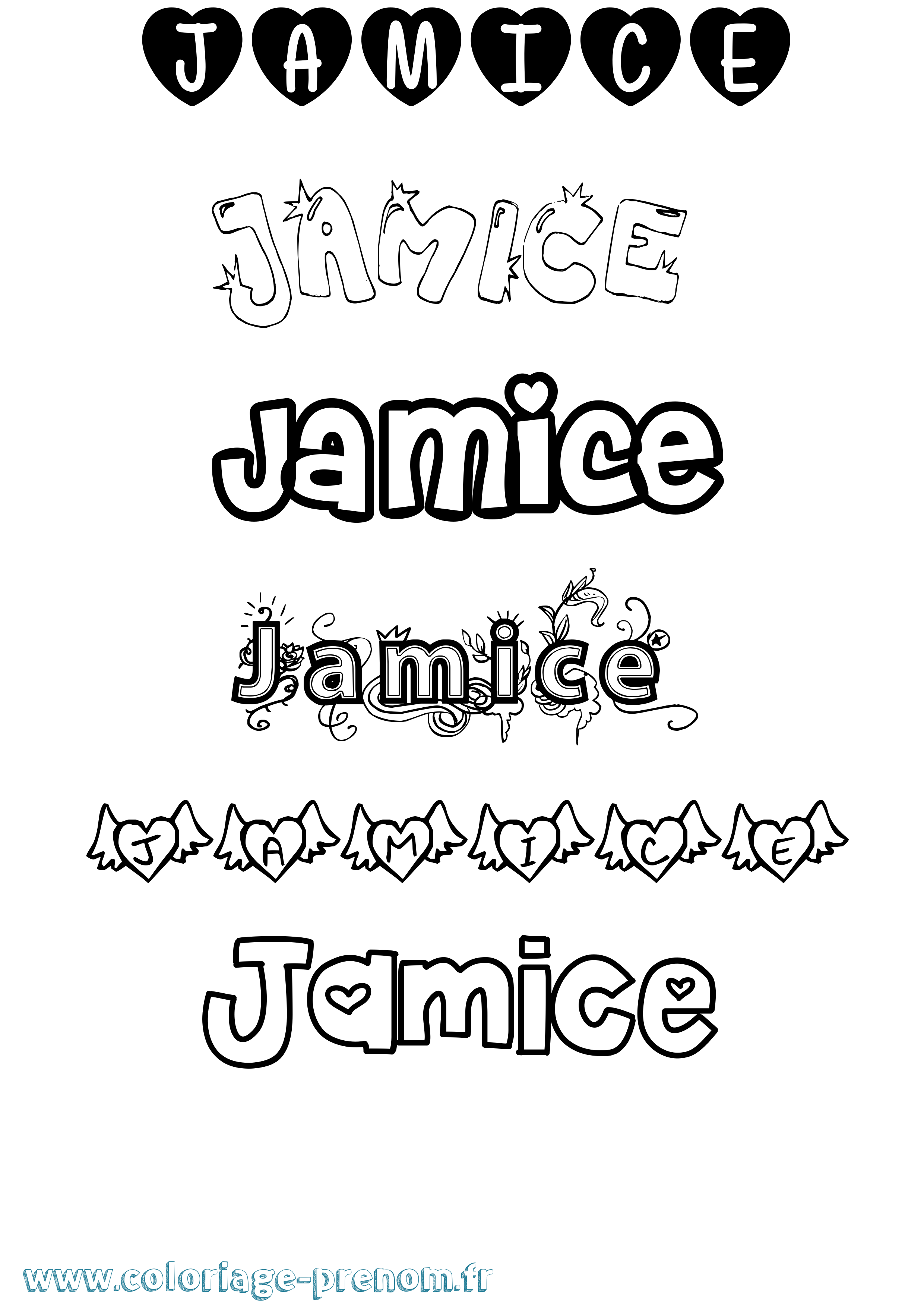 Coloriage Jamice Girly Coloriage prénom Jamice Girly