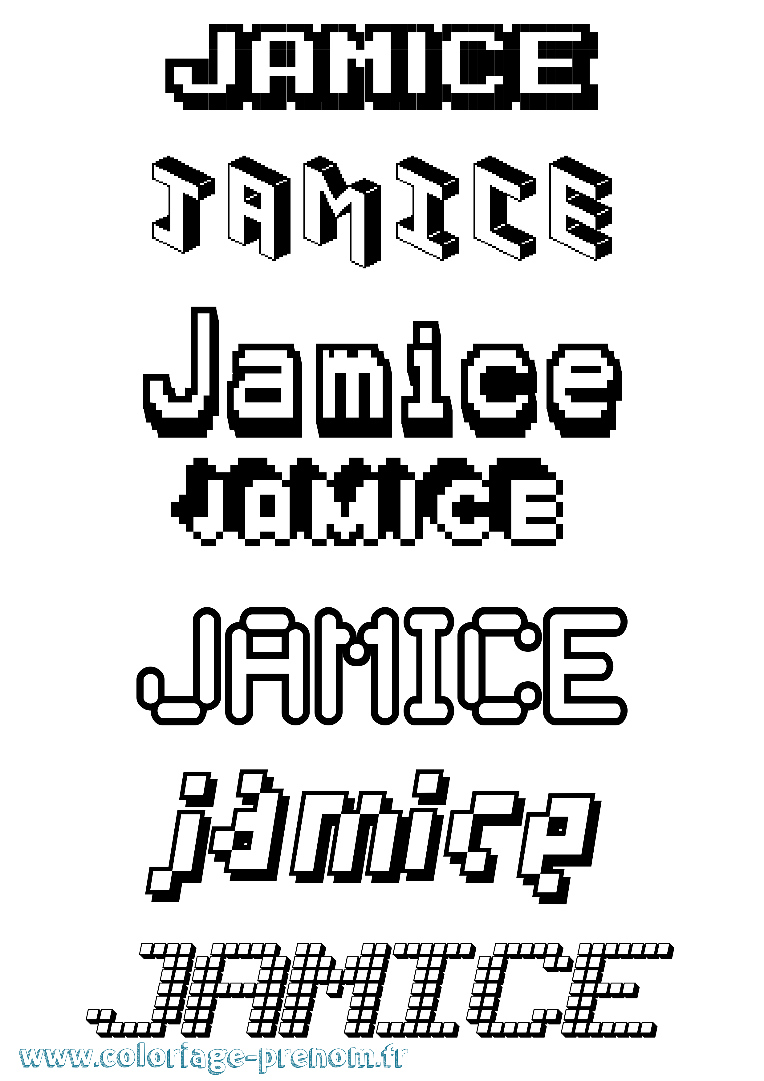 Coloriage Jamice Pixel Coloriage prénom Jamice Pixel