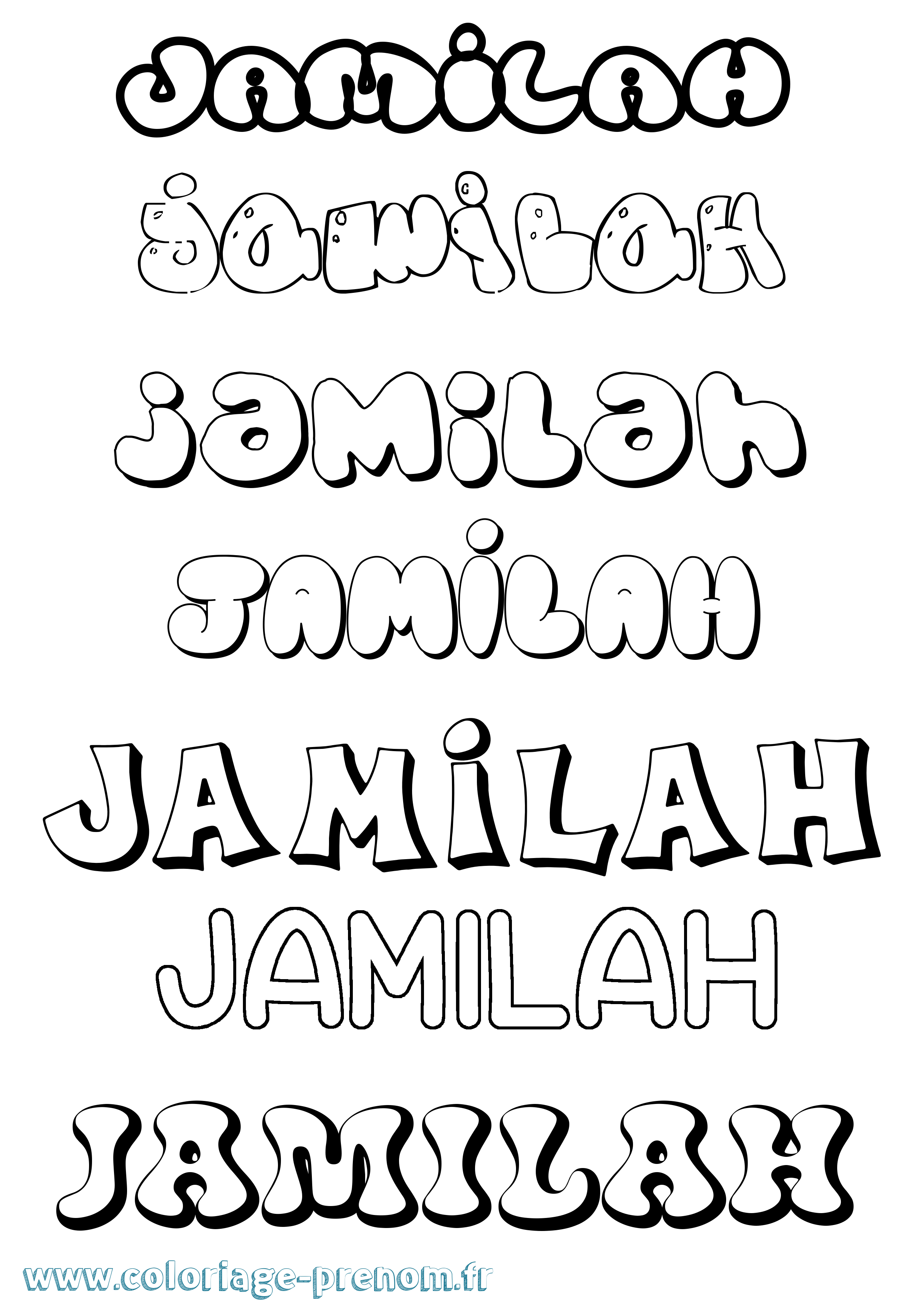Coloriage Jamilah Bubble Coloriage prénom Jamilah Bubble